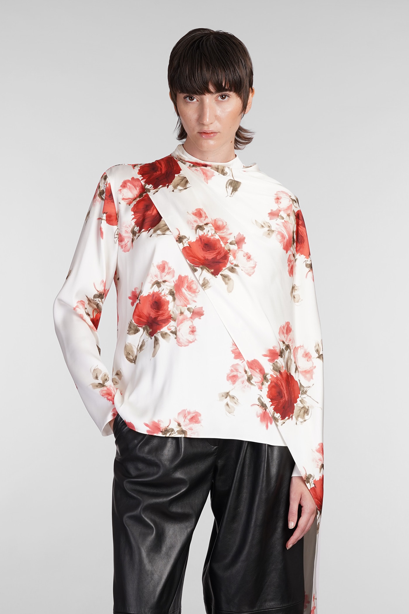 Shop Magda Butrym Blouse In Beige Silk