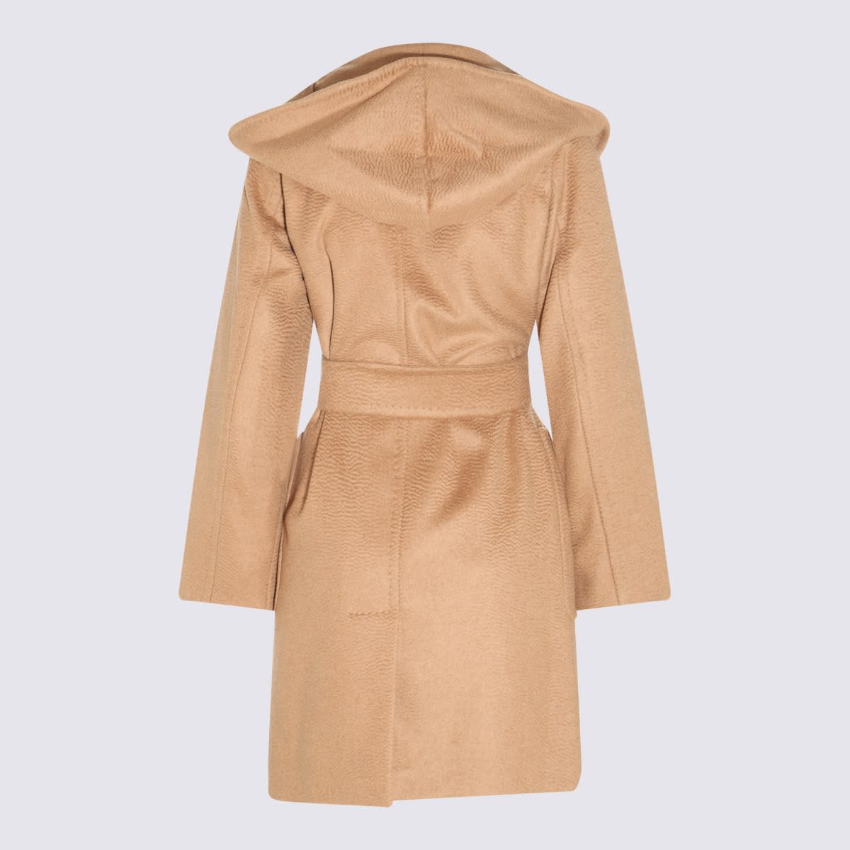 Max Mara Waist Belted Knee Length Coat In Nude