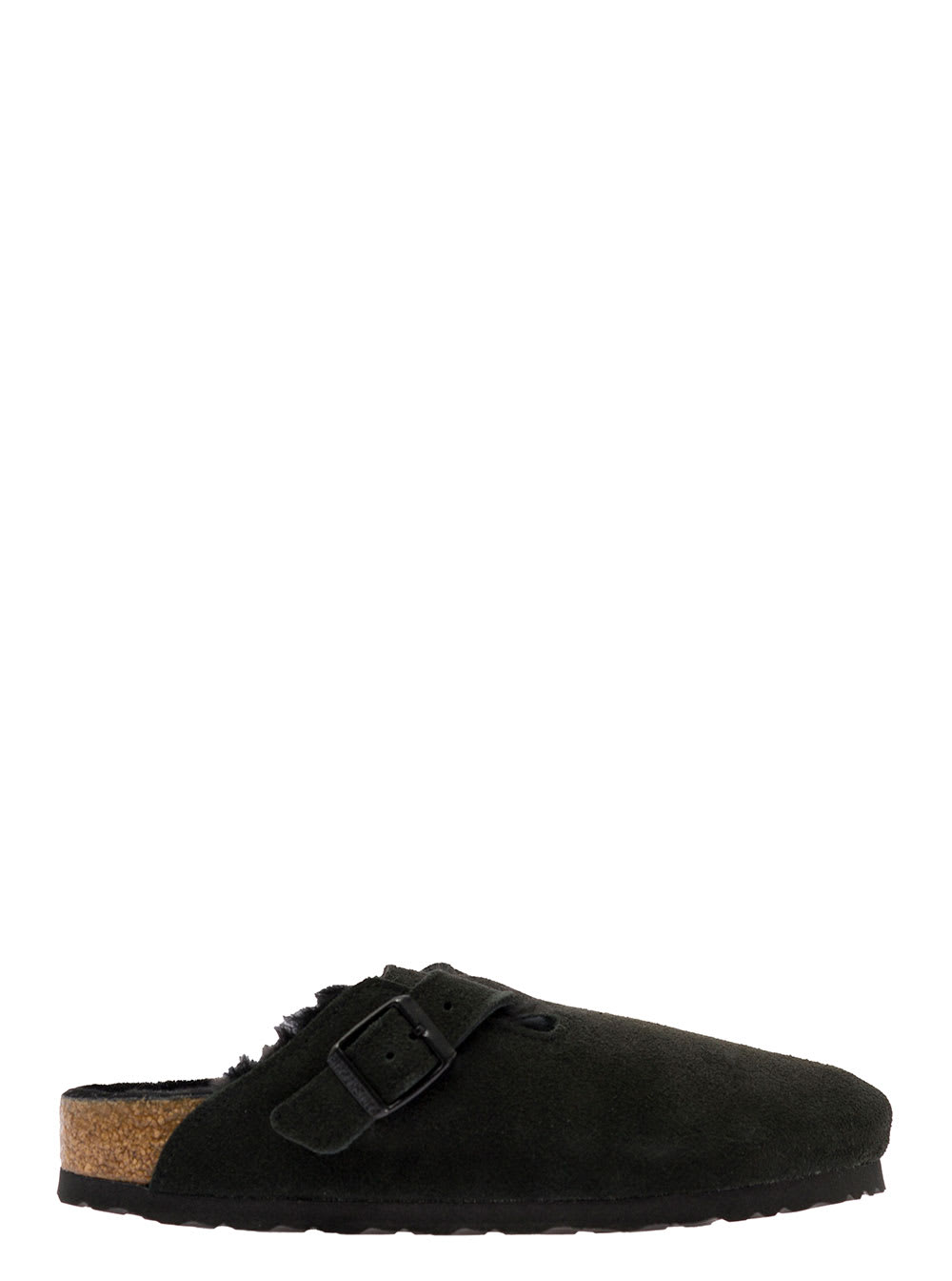 Shop Birkenstock Boston Black Shearling Sabot Man