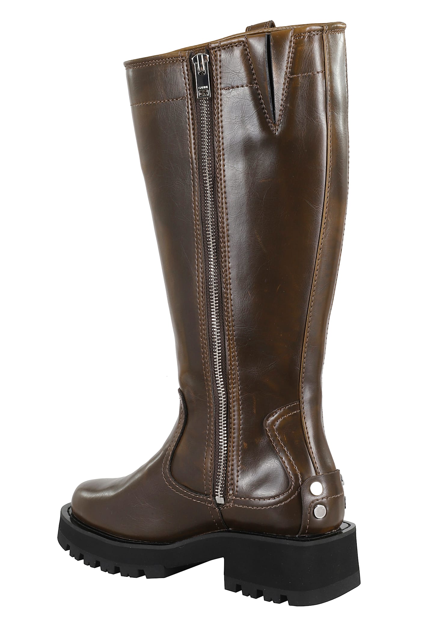 Ganni Studs High Boot Crinkle