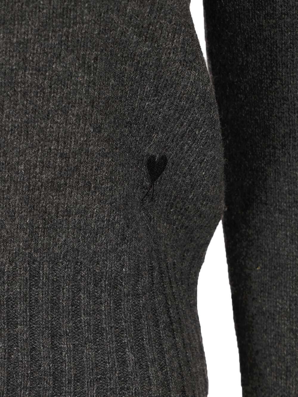 Ami Alexandre Mattiussi Fine Knit Cashmere Sweater With Classic Crew Neckline In Black