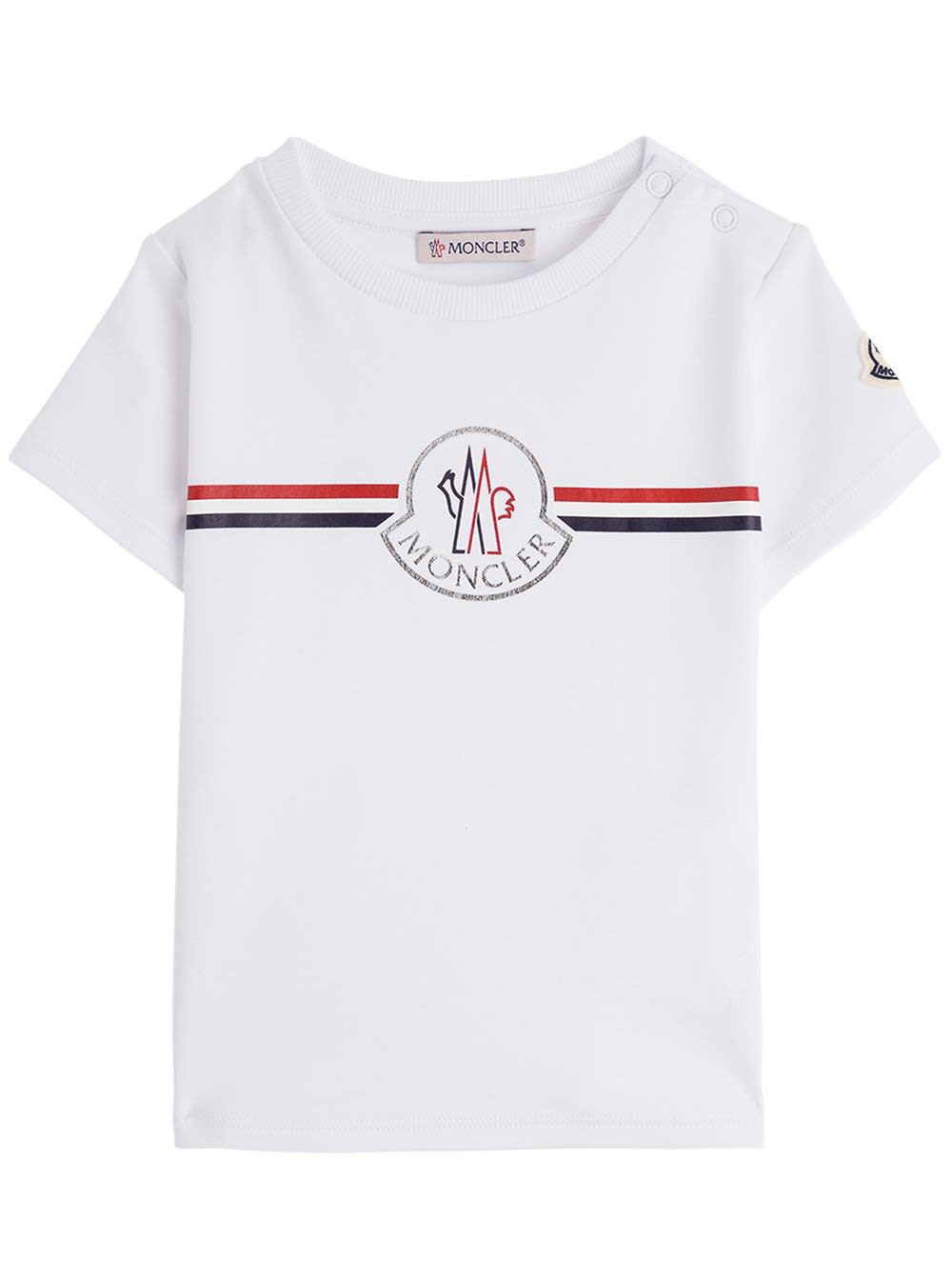 Moncler Kids' Jersey T-shirt With Front Logo Print In Bianco