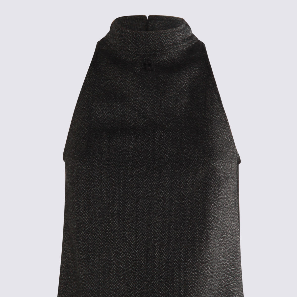 Courrèges Textured Fabric Knee Length Dress With Front Pockets In Black