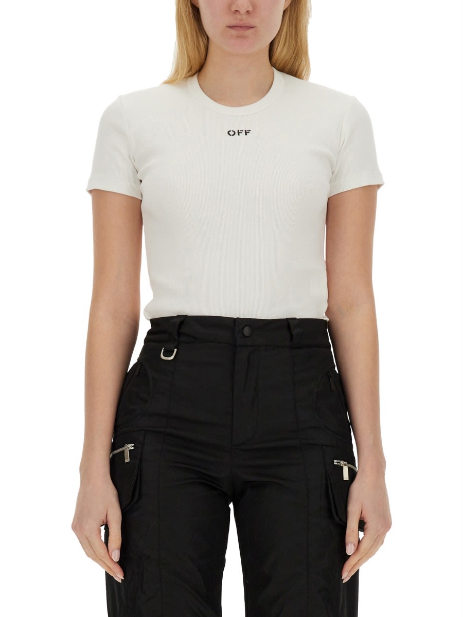 Shop Off-white Basic Ribbed T-shirt In White