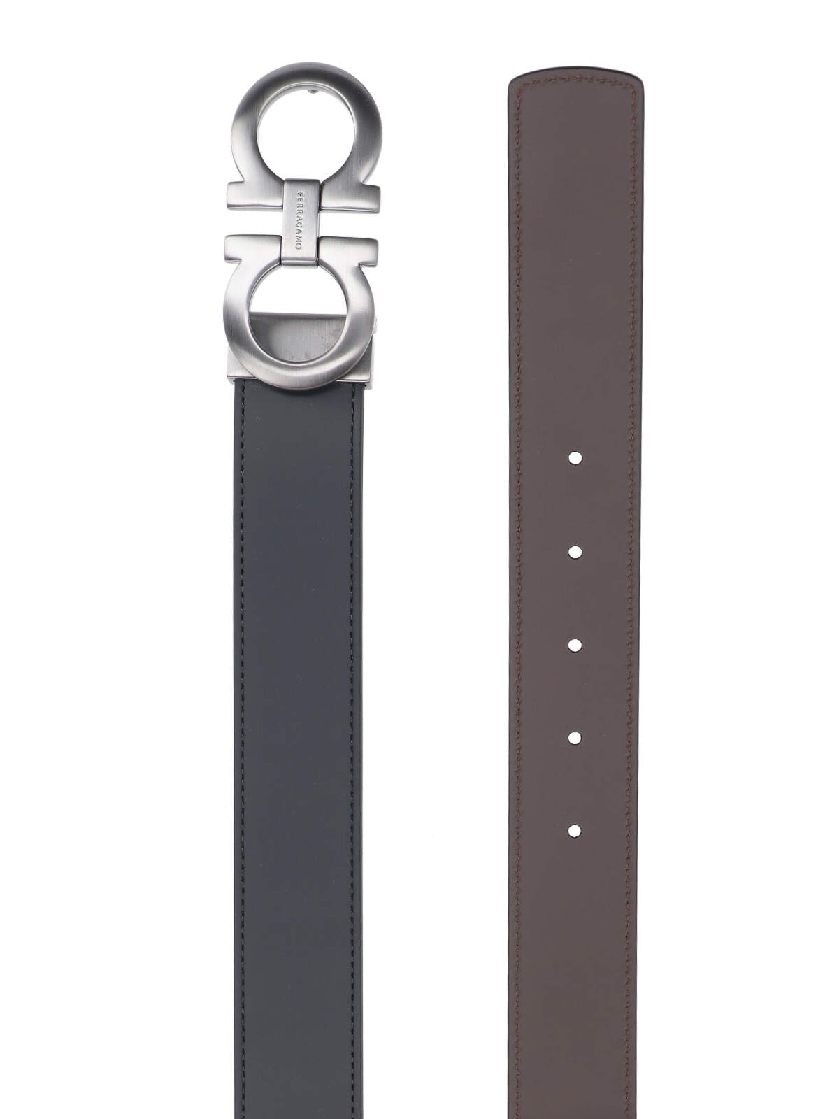Ferragamo Gancini Reversible Belt In Black