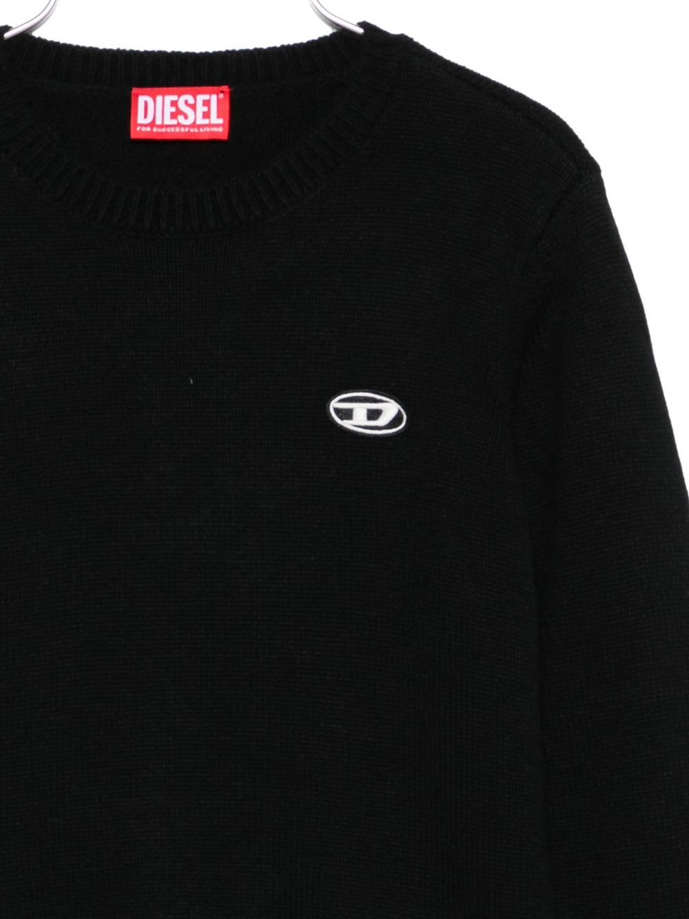 Diesel Kids Black Crewneck Long-sleeved Sweater In Black