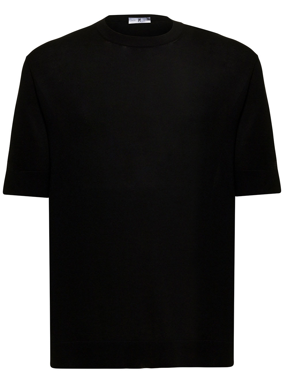 PT01 Pt Torino Man Black Cotton And Silk T-shirt