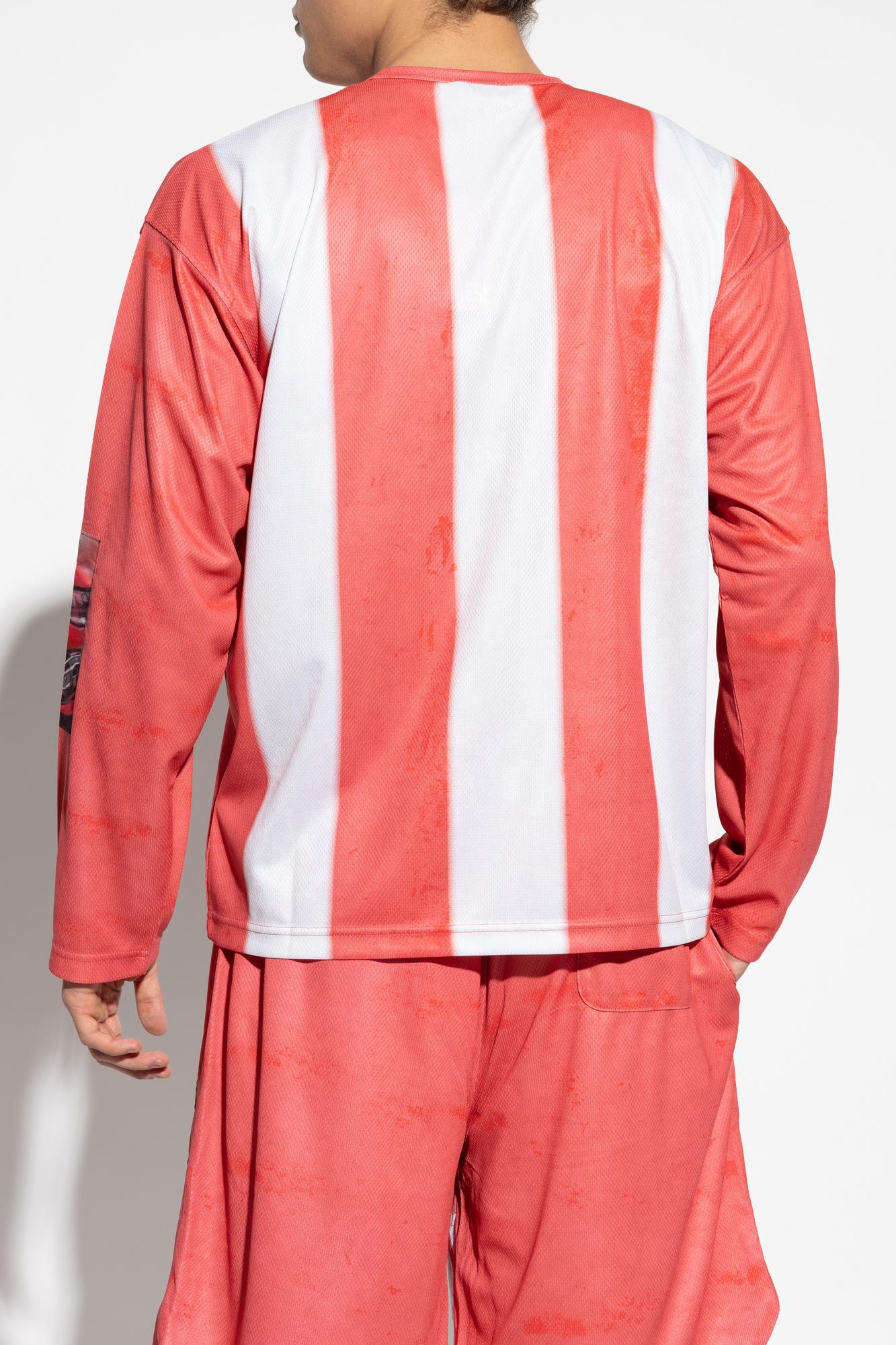 Diesel Striped Long-sleeve T-shirt With Photo Patches In Red