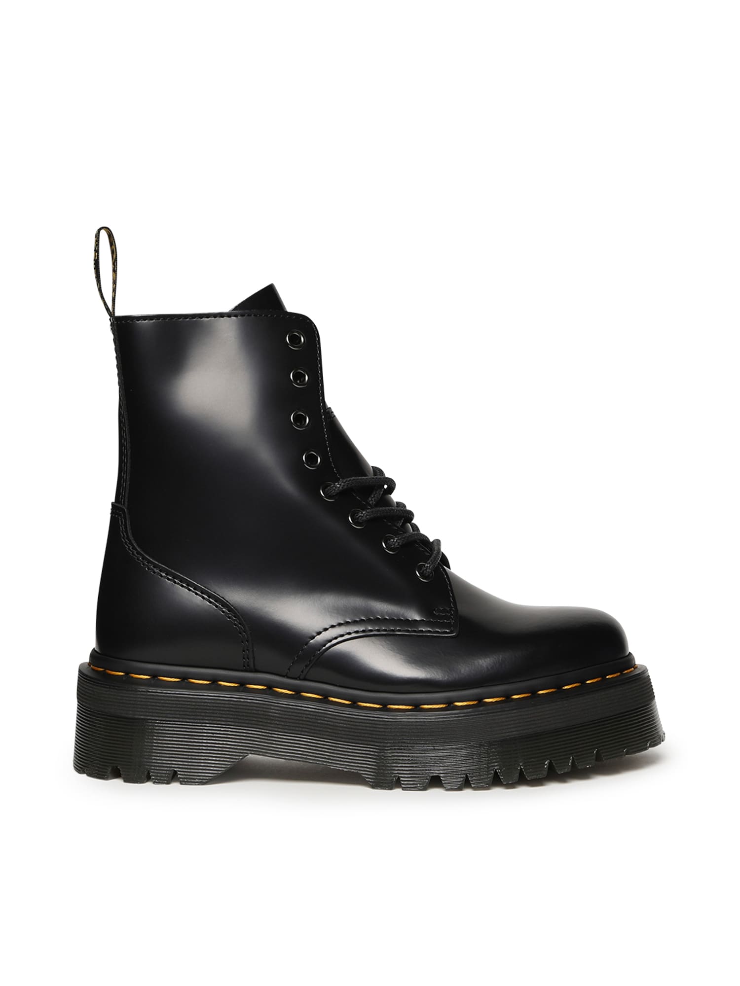 Dr. Martens Smooth Leather Platform Boots With Side Zip Closure In Black