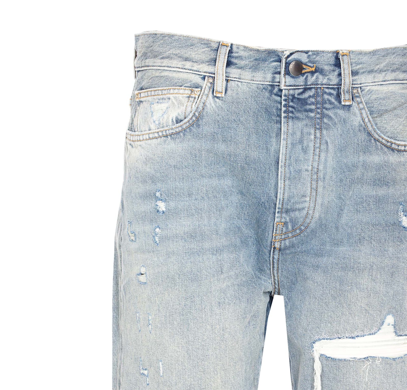 Amiri Straight Leg Mid-rise Distressed Trousers