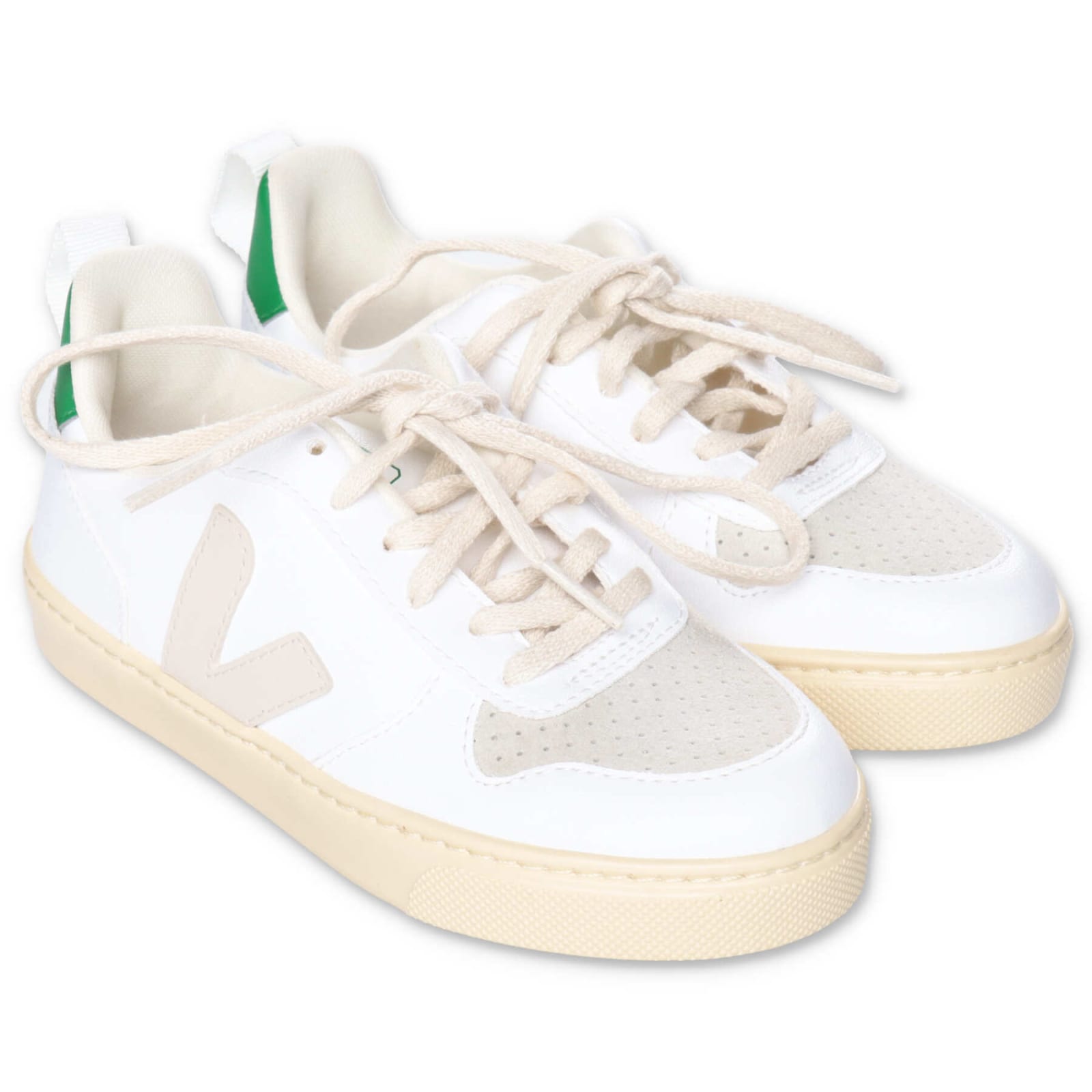 Veja Sneakers Bianche In Similpelle Con Lacci Bambino