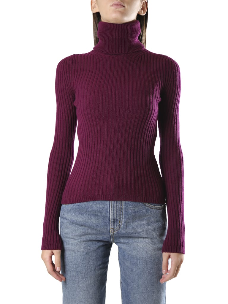 Saint Laurent Ribbed Polo Neck Cashmere Sweater
