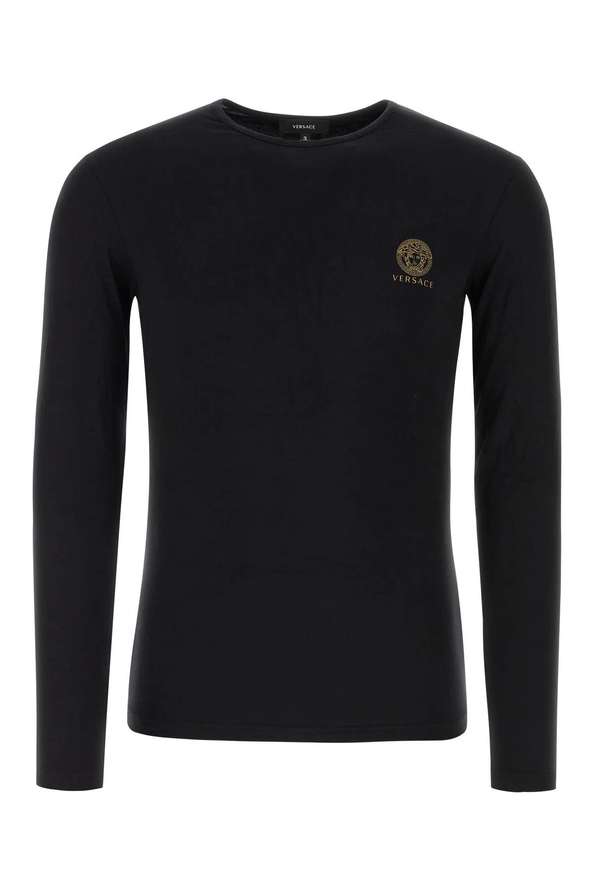 Versace Black Cotton Stretch T-shirt