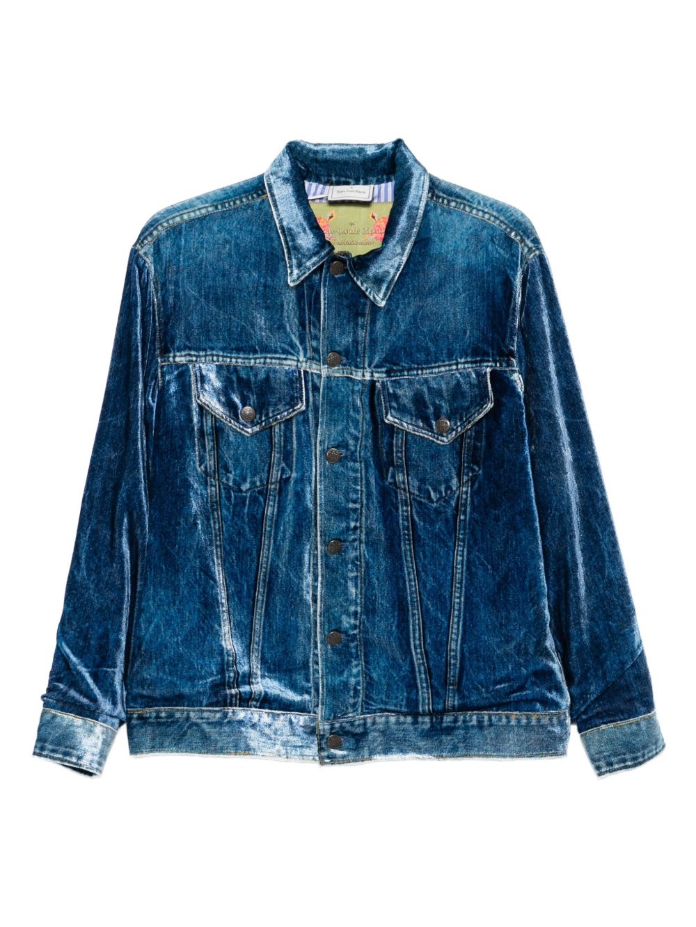 Pierre-louis Mascia Pierre Louis Mascia Denim Print Jacket In Blue