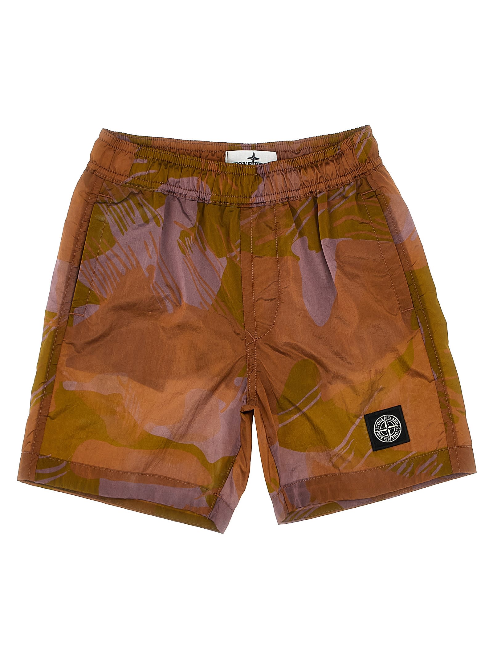Shop Stone Island Junior Printed Swim Shorts In Multicolor