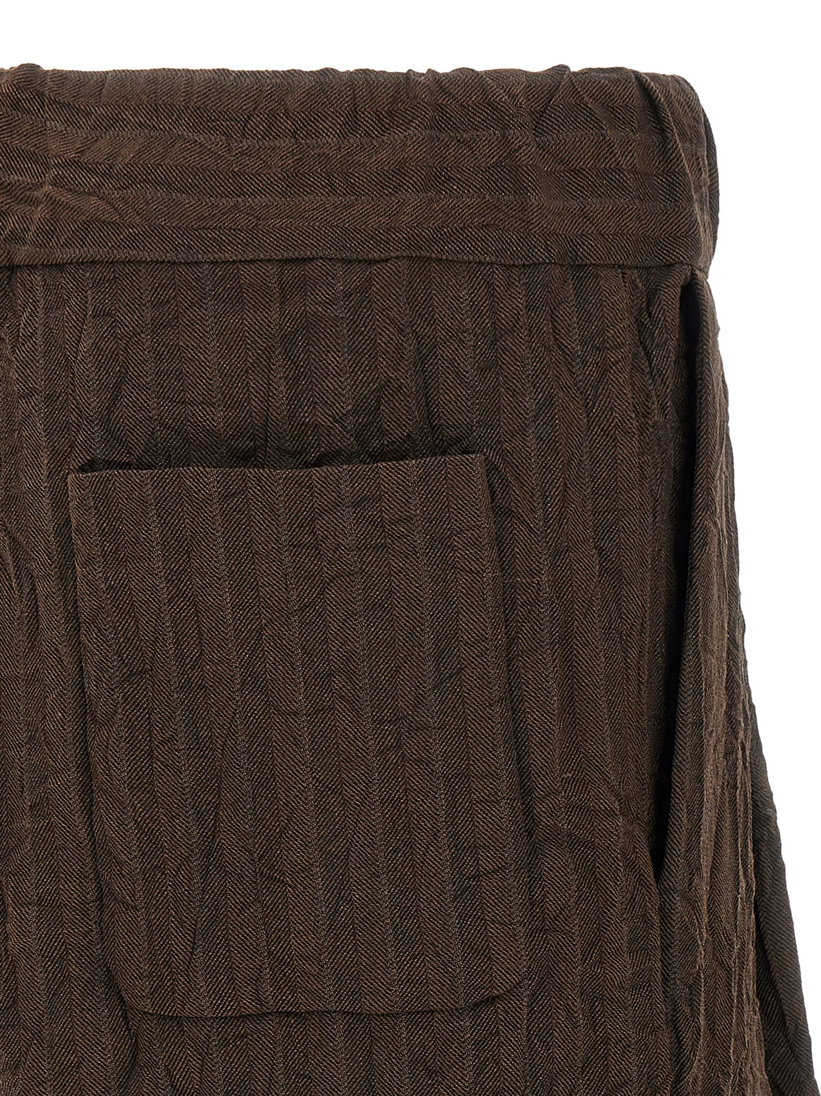 Dries Van Noten Crinkled Knee Length Pleated Bermuda Shorts In Brown