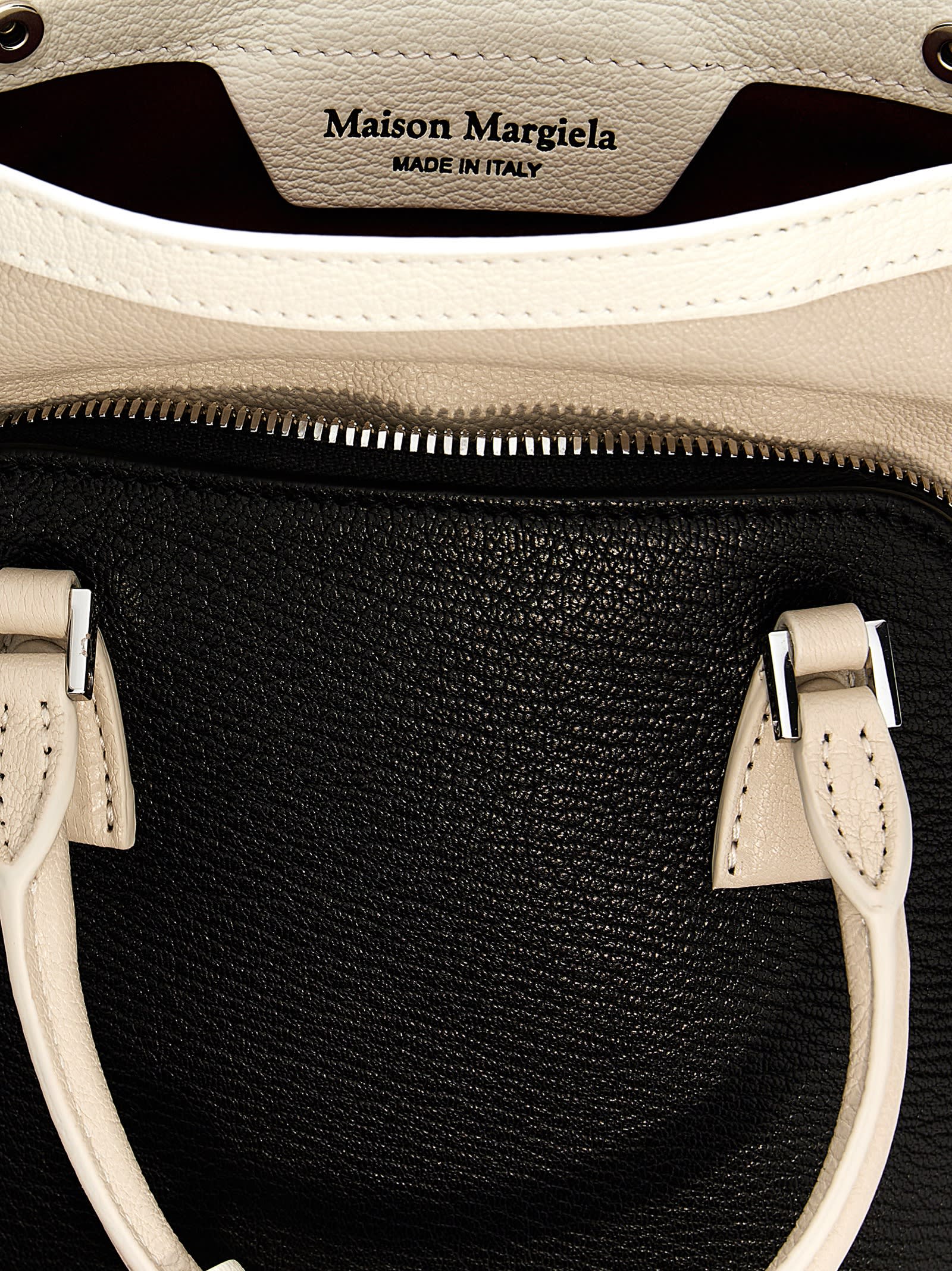 Shop Maison Margiela 5ac Classique Micro Handbag In White/black