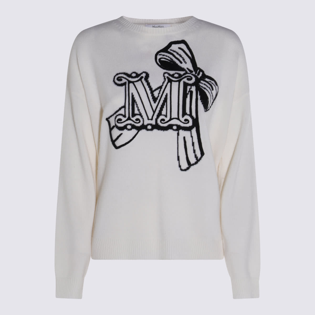 Max Mara Monogram-pattern Sweater In Gray