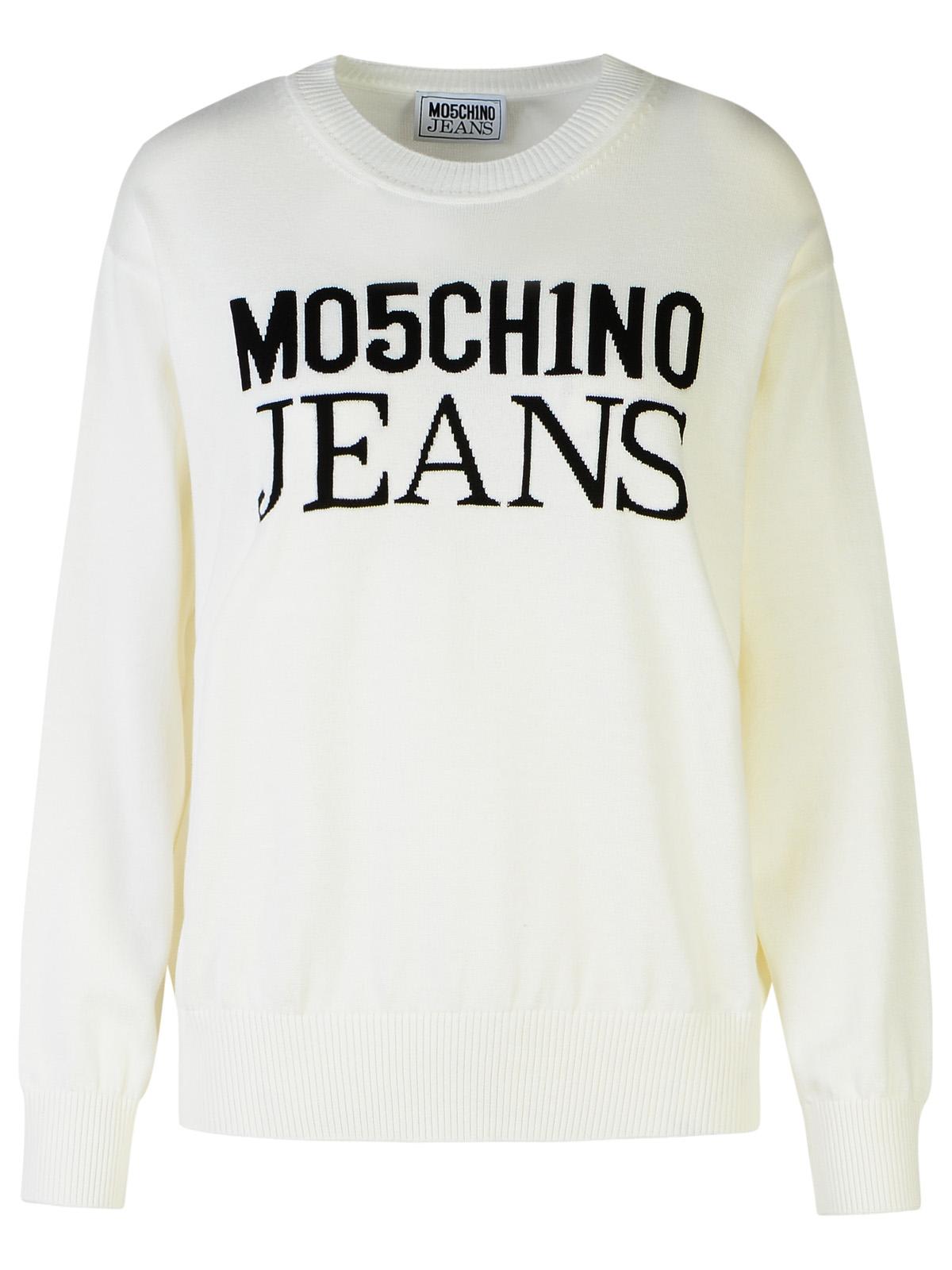 Shop M05ch1n0 Jeans White Cotton Sweater