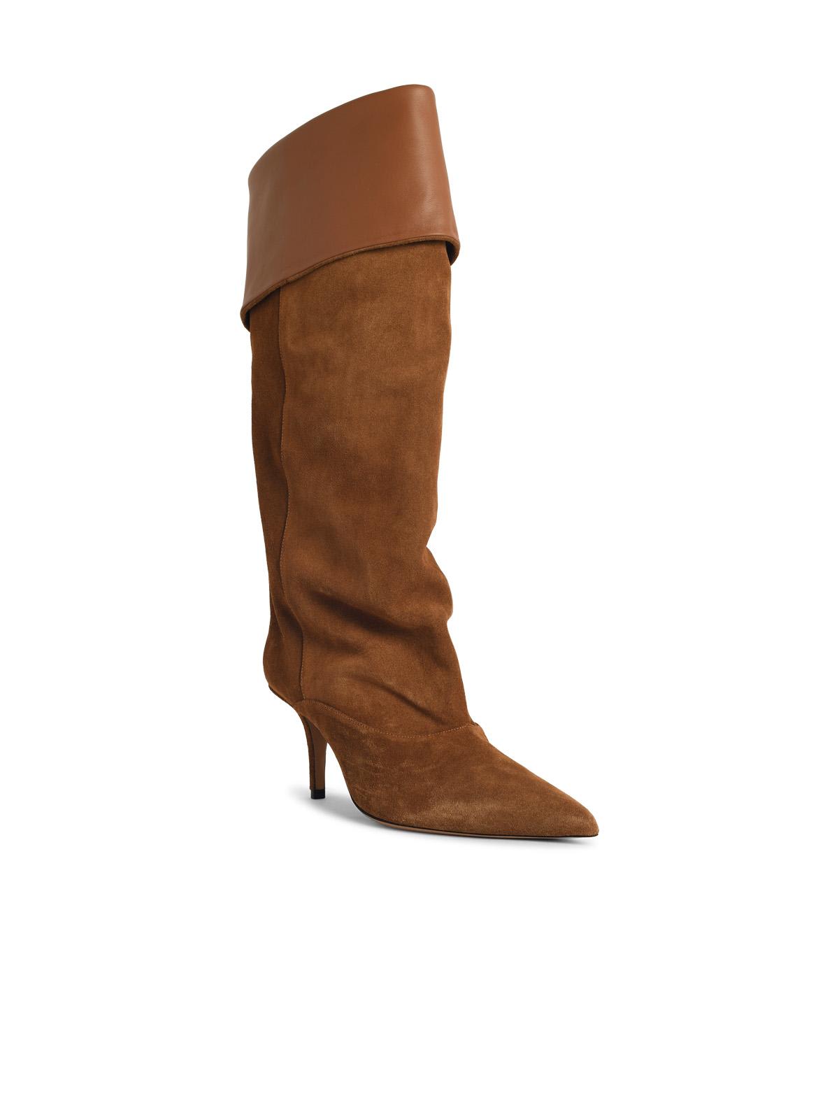 Paris Texas Ines Reverse 75 Suede Cognac Boots In Brown