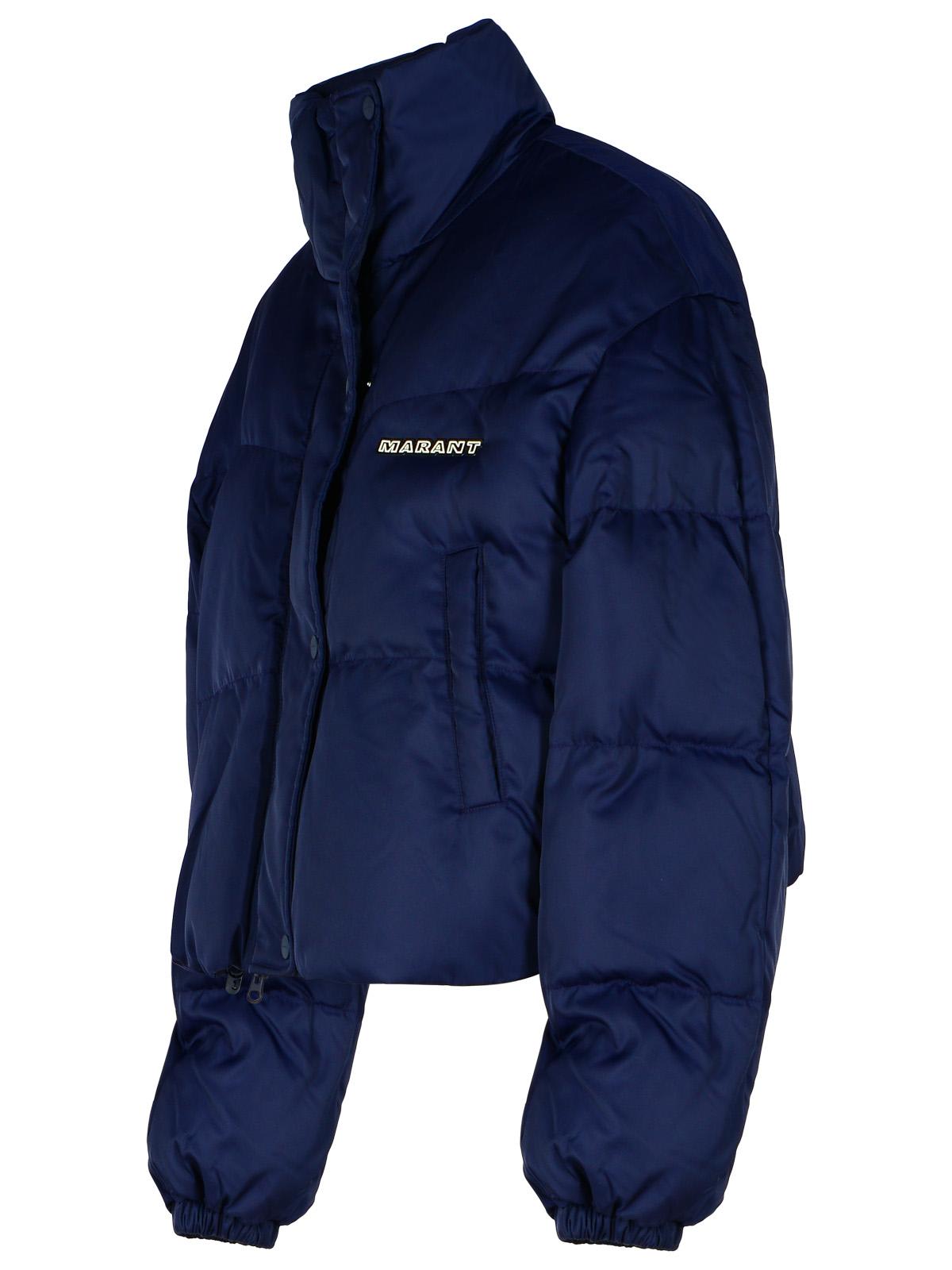 Shop Marant Etoile Telia Navy Polyamide Down Jacket In Blu Notte