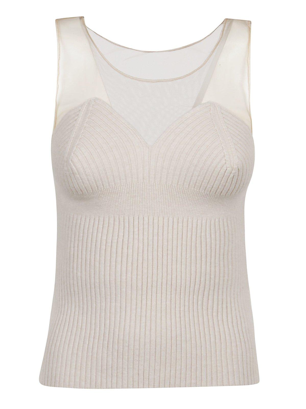 Pinko Semi-sheer Panelled Knitted Top