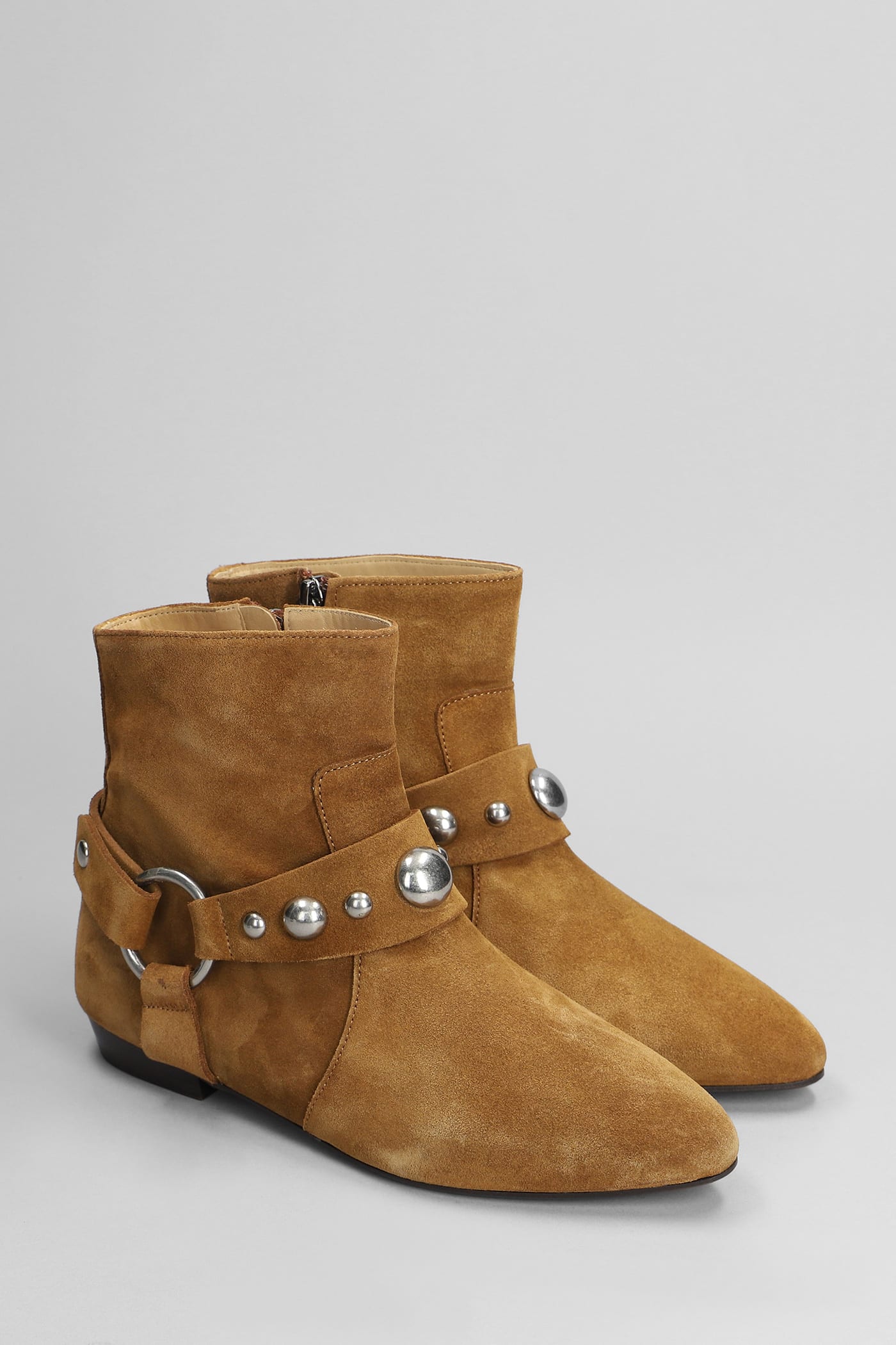 Shop Isabel Marant Siago Low Heels Ankle Boots In Leather Color Suede