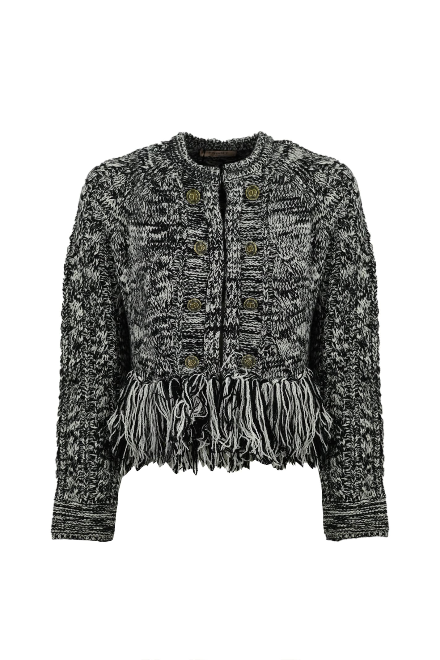 TWINSET WOOL BLEND JACKET WITH FRINGES
