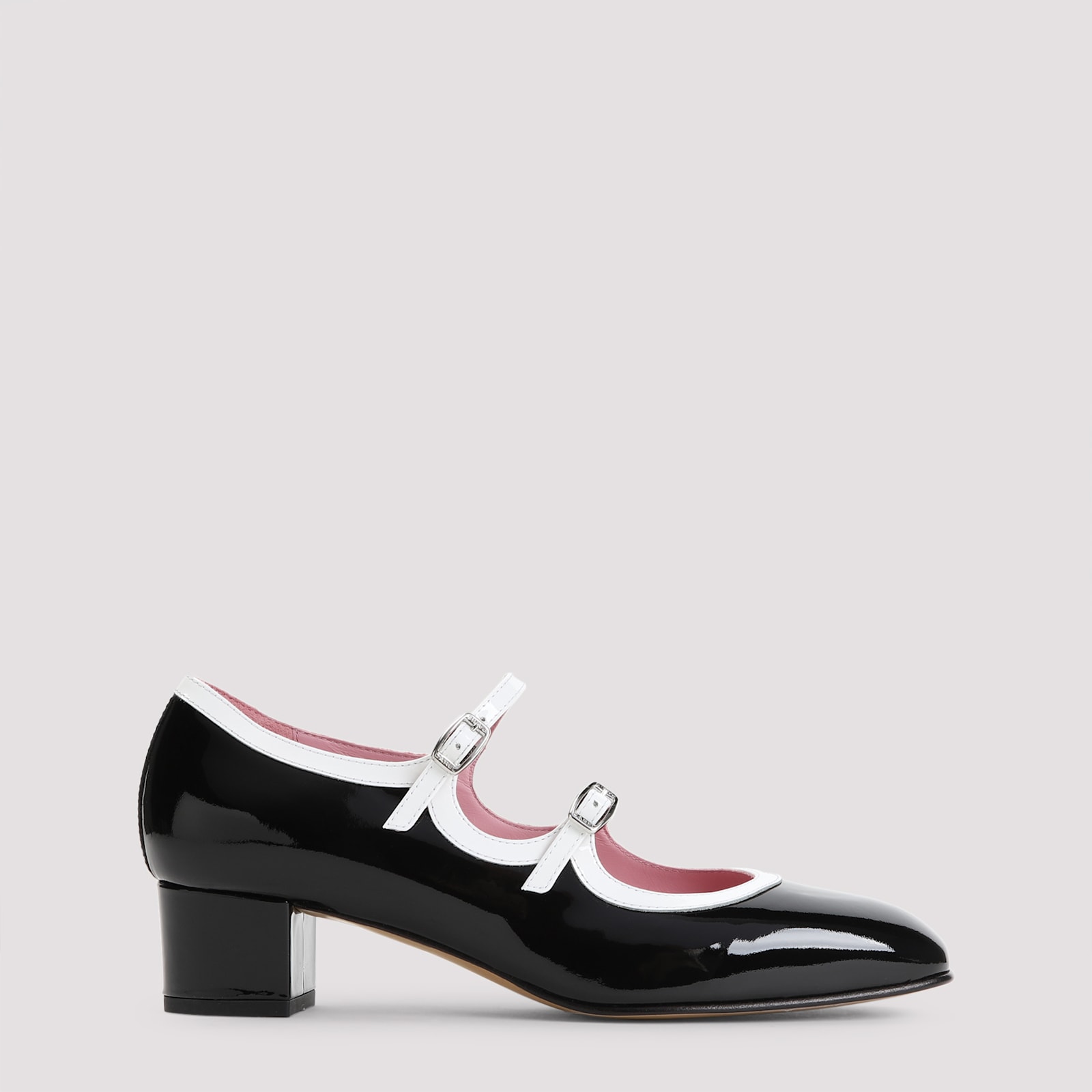 Carel Mary Jane00 Block Heel Round Toe In Black White