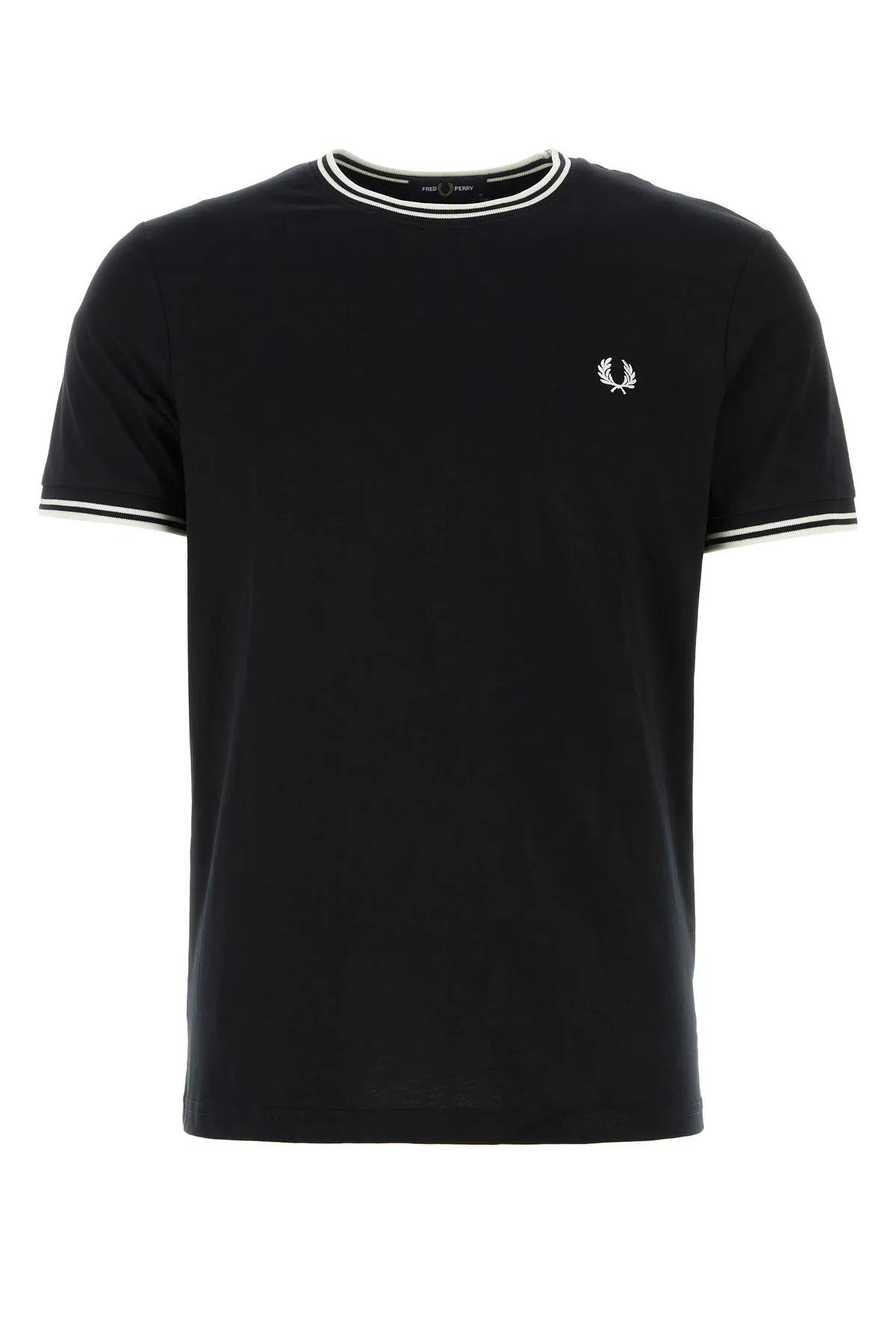 Shop Fred Perry Black Cotton T-shirt