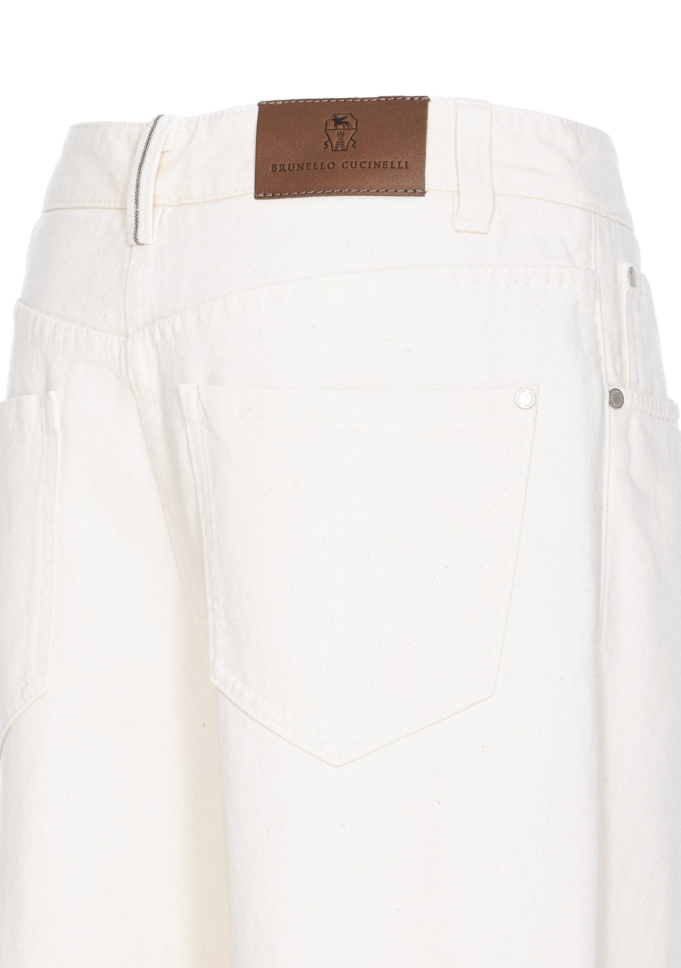 Brunello Cucinelli Five Classic Pockets Denim Trousers In White