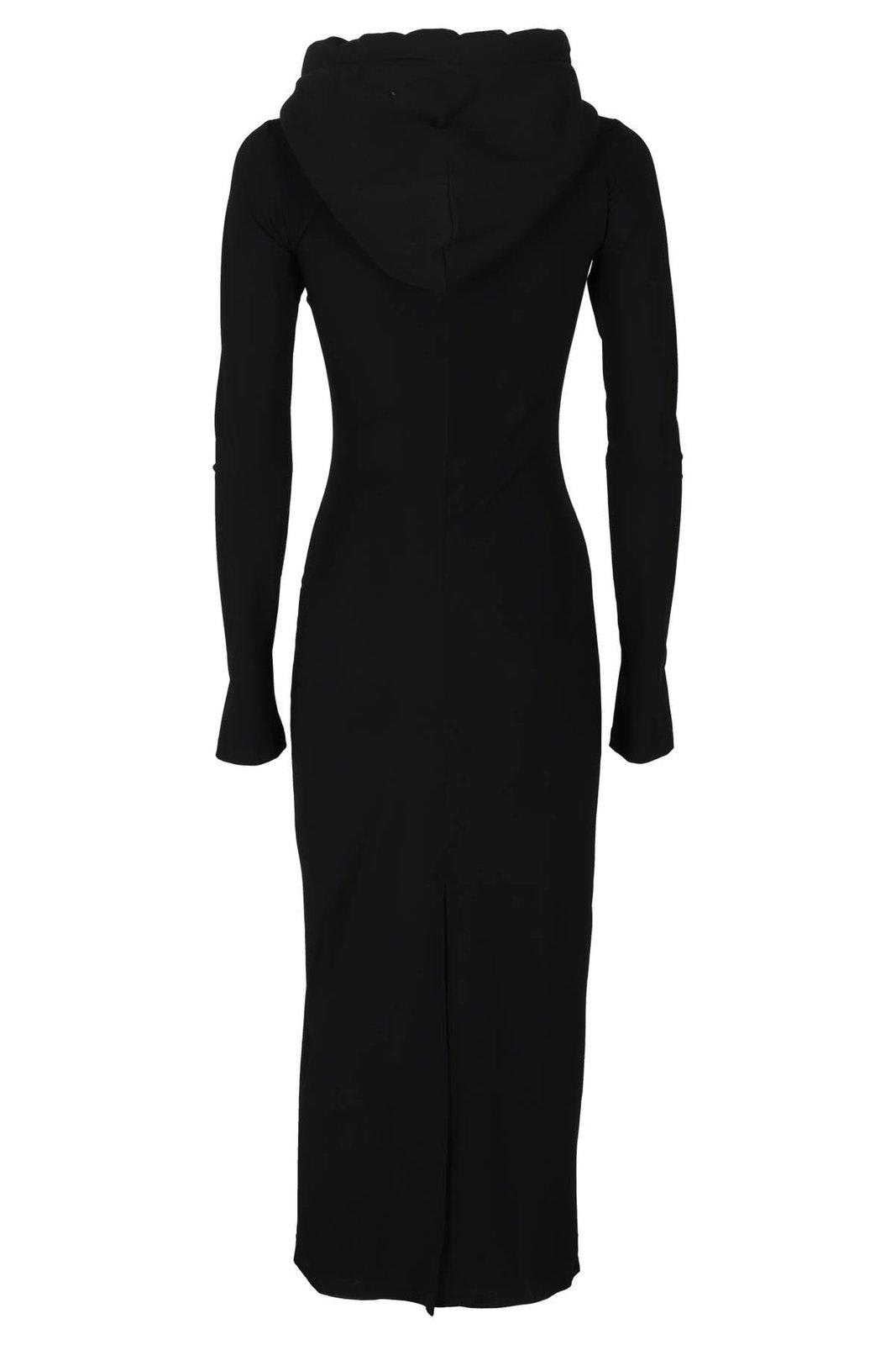 Shop Mm6 Maison Margiela Drawstring Hooded Dress In Black
