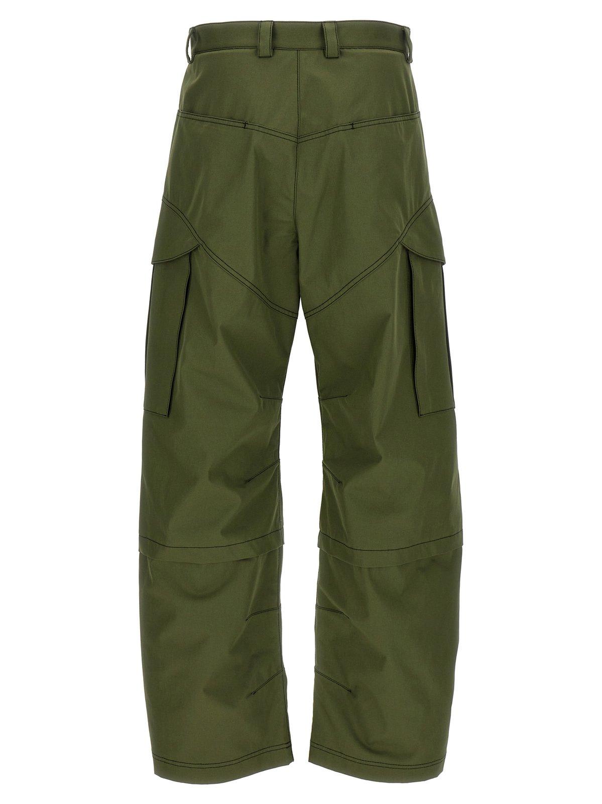 Shop Off-white Logo Embroidered Straight Leg Pants In Green