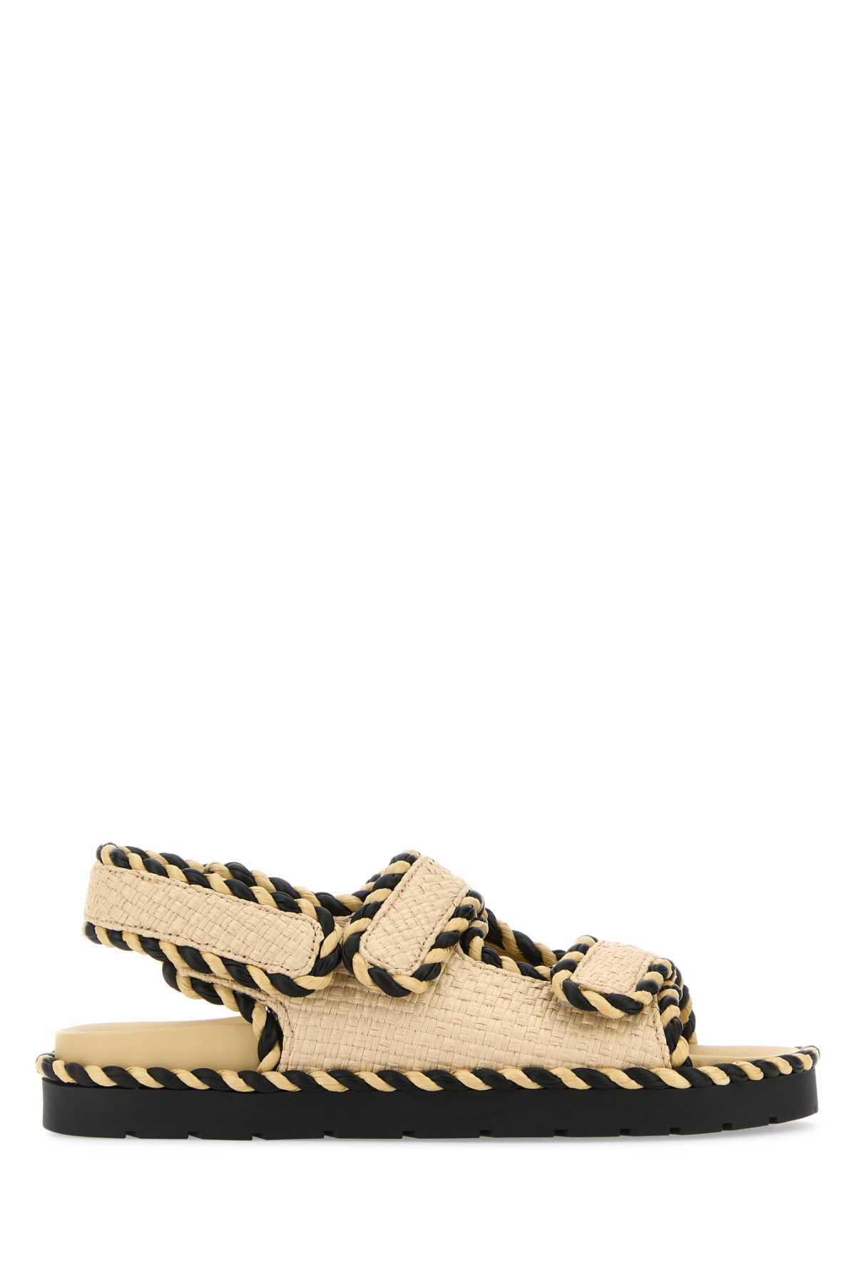 Shop Bottega Veneta Sand Raffia Jack Sandals In Raffiablack