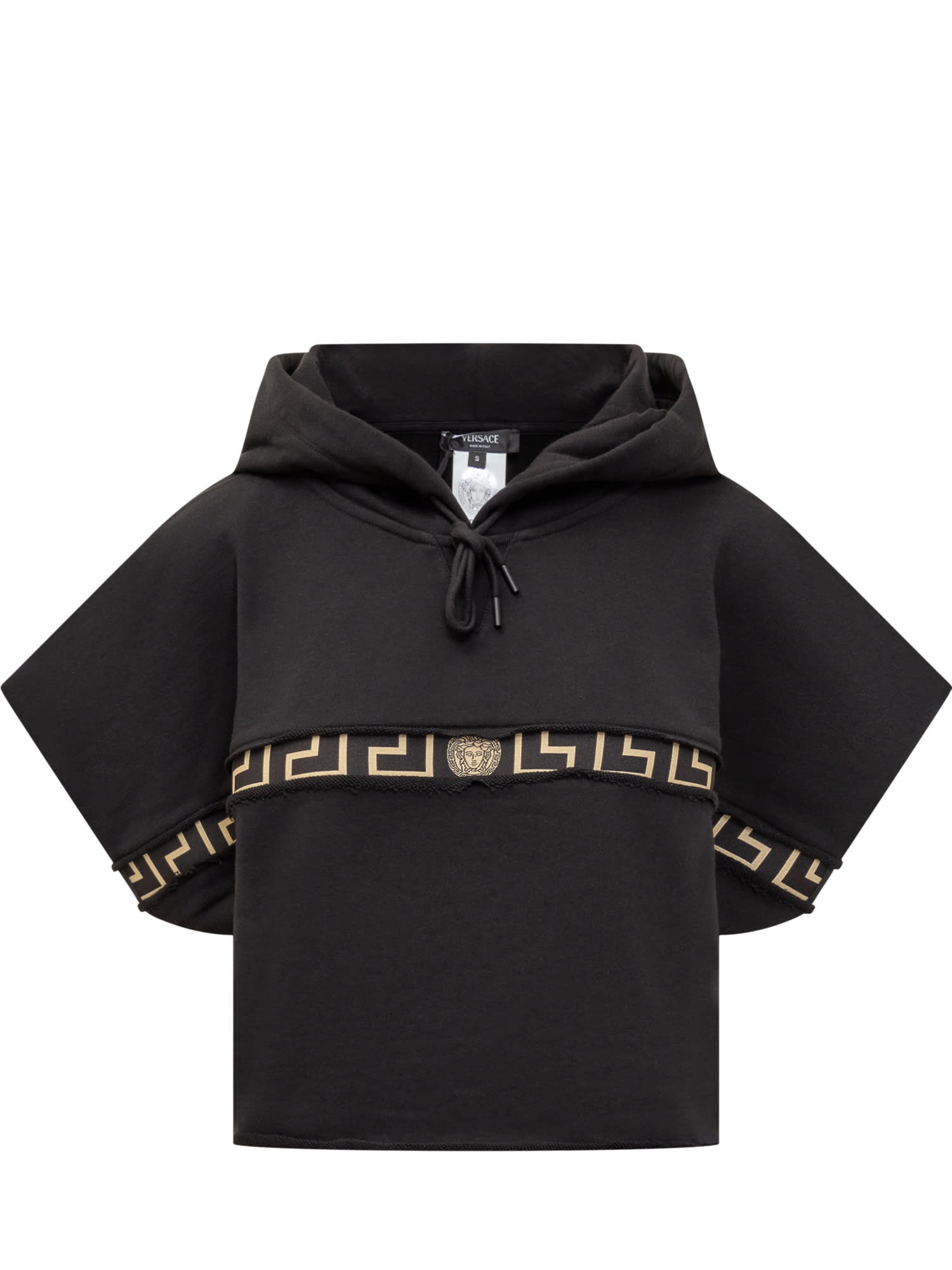 Shop Versace Hoodie With Greek Logo And Medusa 95 In Black