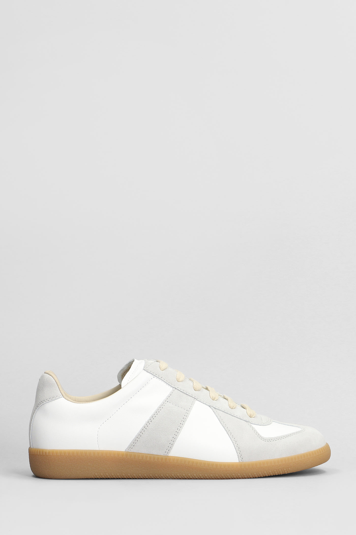 Shop Maison Margiela Replica Sneakers In White Suede And Leather