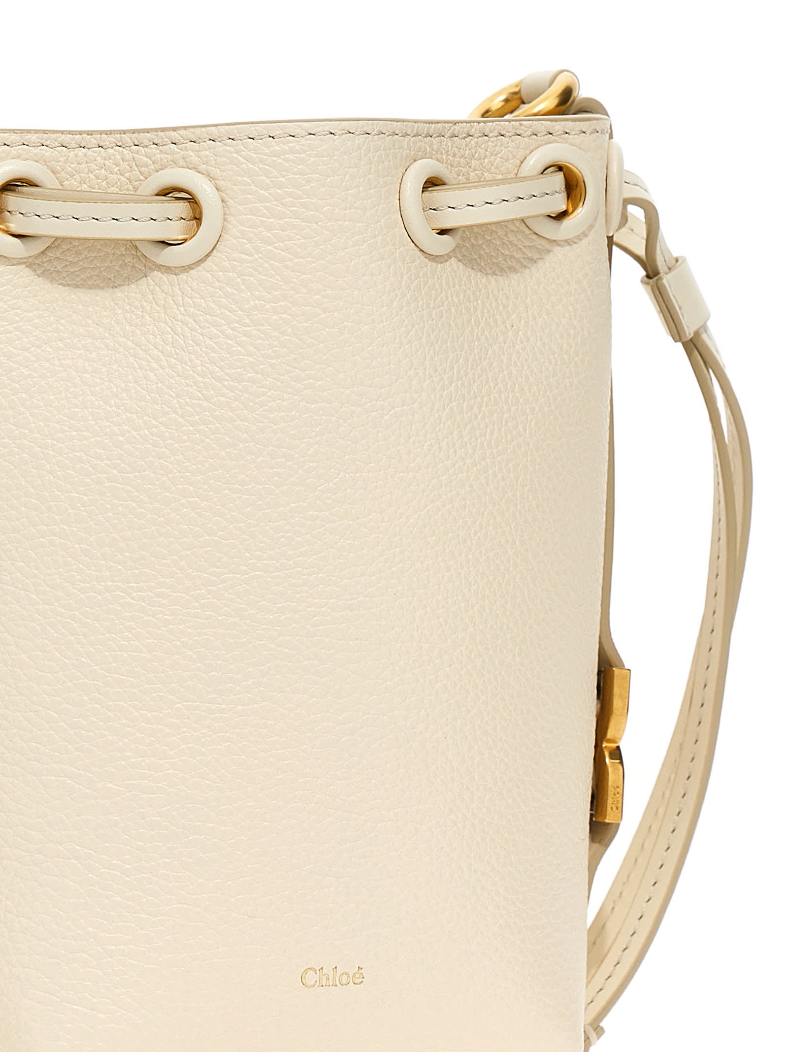 Shop Chloé Marcie Bucket Bag In Misty Ivory