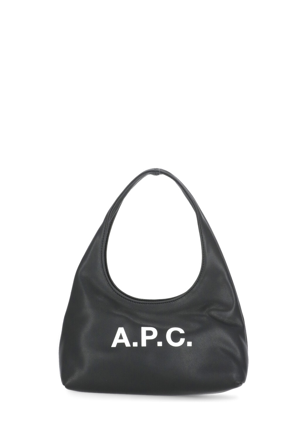 Apc Rounded Silhouette Shoulder Bag With Bold Logo In Black