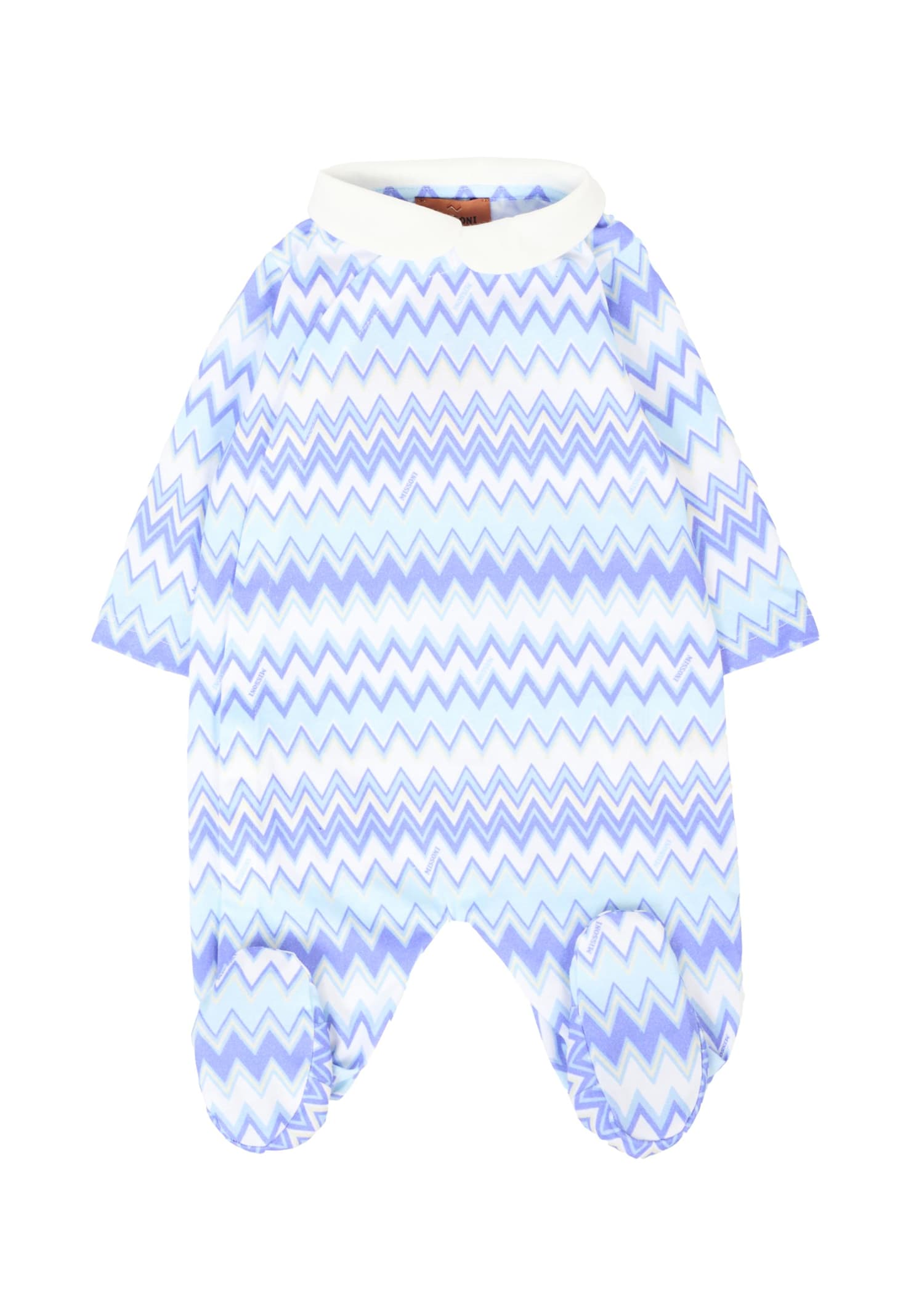Missoni Blue Babygrow Set For Baby Boy With Chevron Pattern In Blue