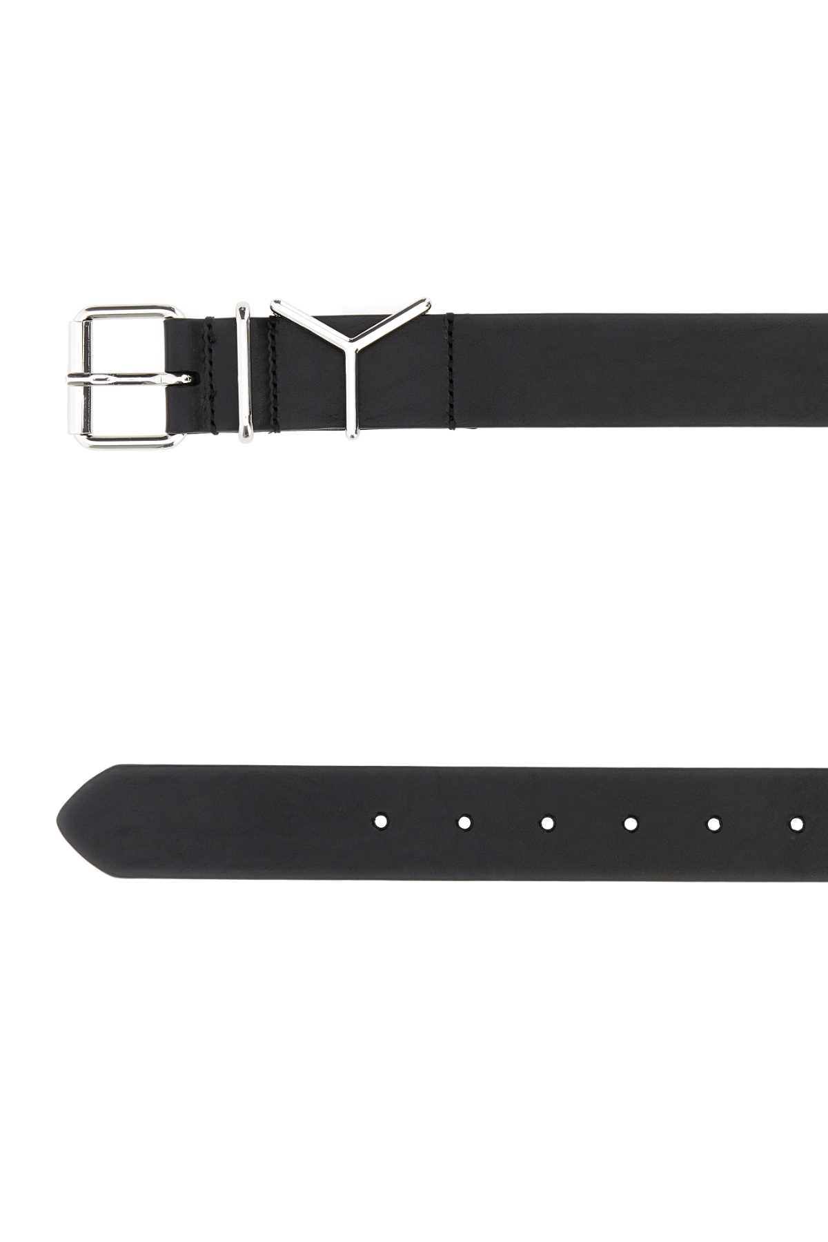 Shop Y/project Black Leather Belt In Blacksilver