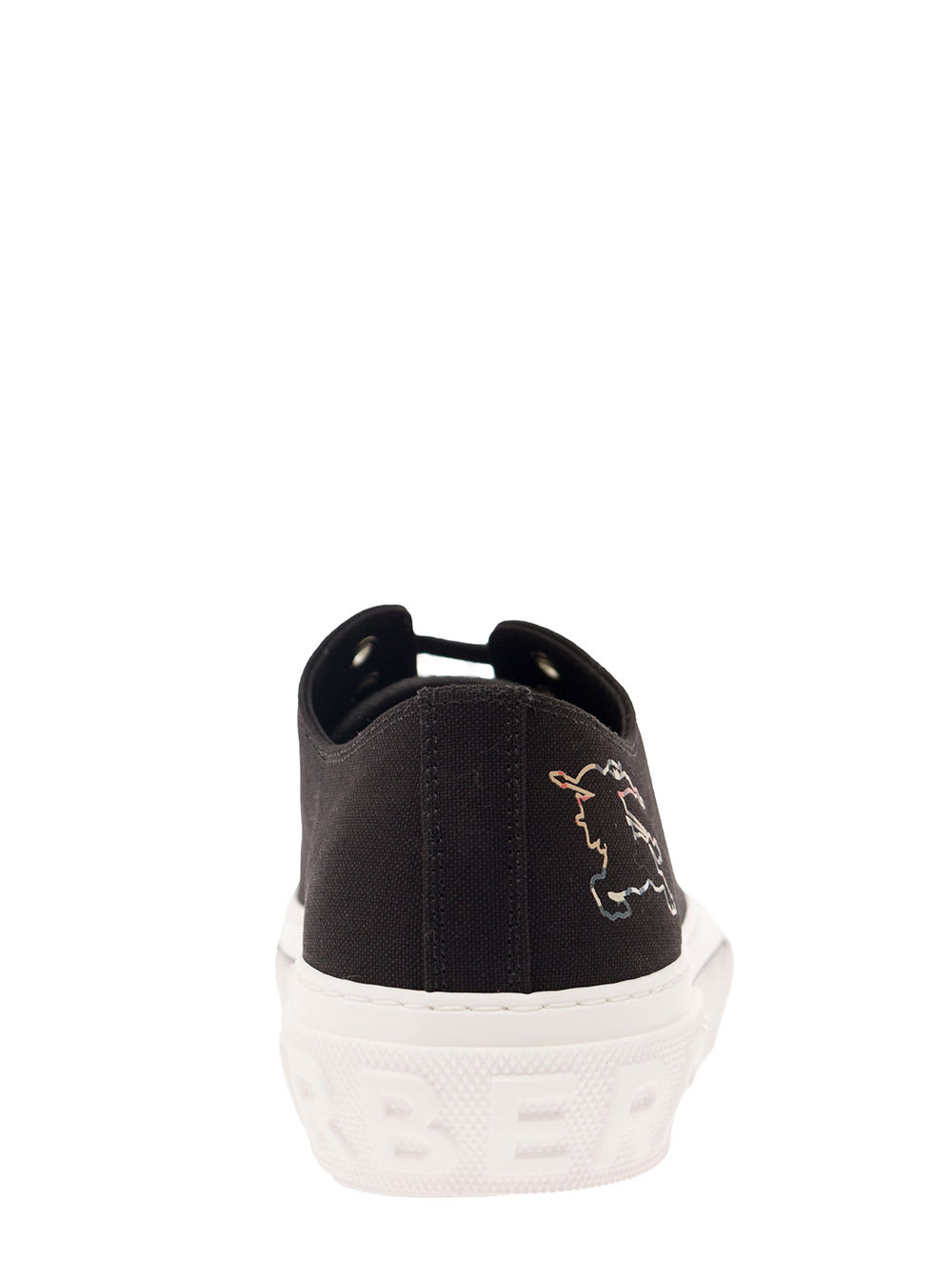 Shop Burberry Monochrome Sneaker With Drawing Detail At The Back In Cotton Man In Black