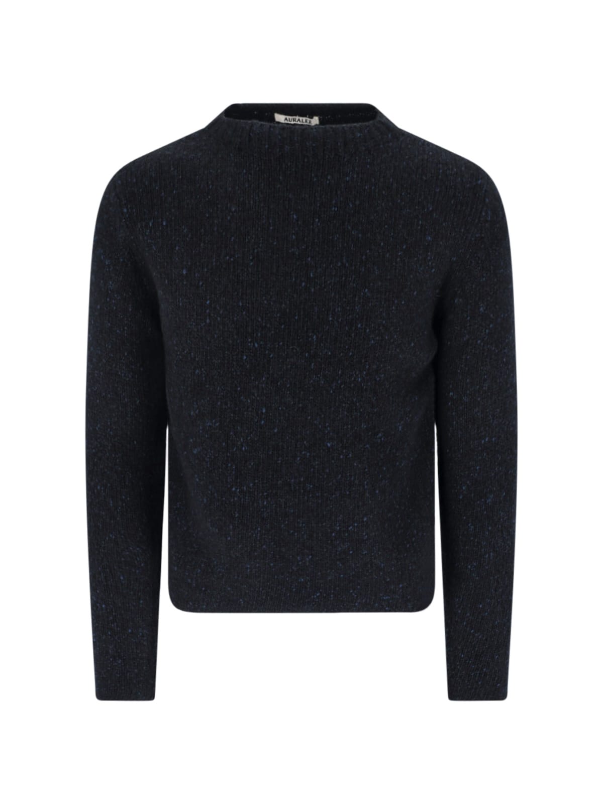 Auralee Textured Knit Long Sleeve Crew Sweater In Blue