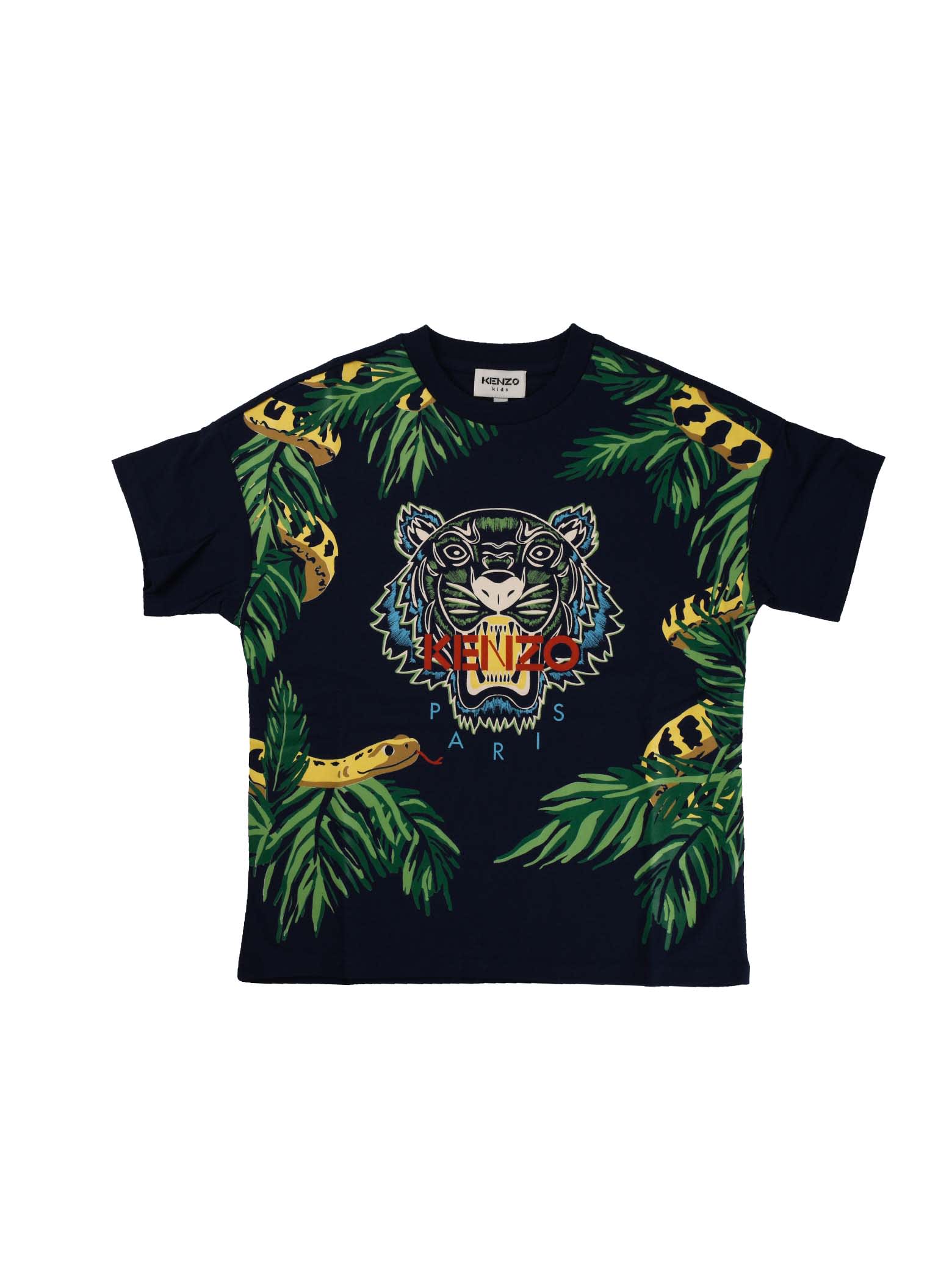 Kenzo Short Sleeve T-shirt With Tiger Print