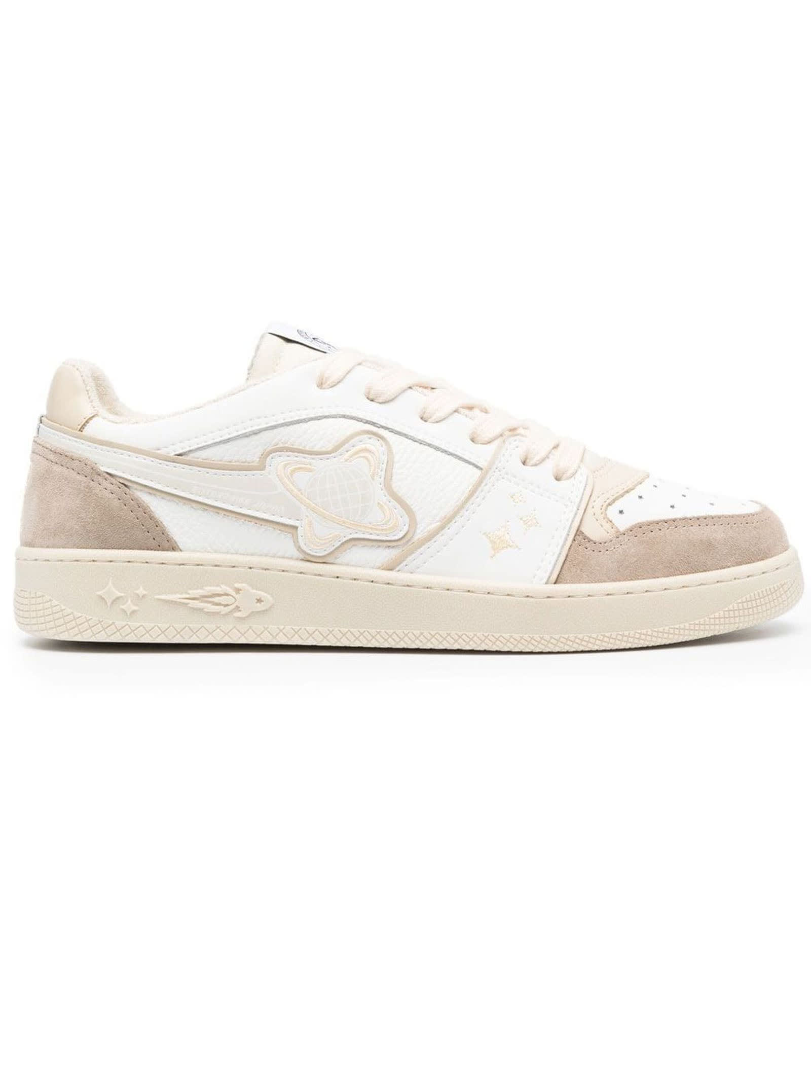 Enterprise Japan White And Beige Leather Sneakers