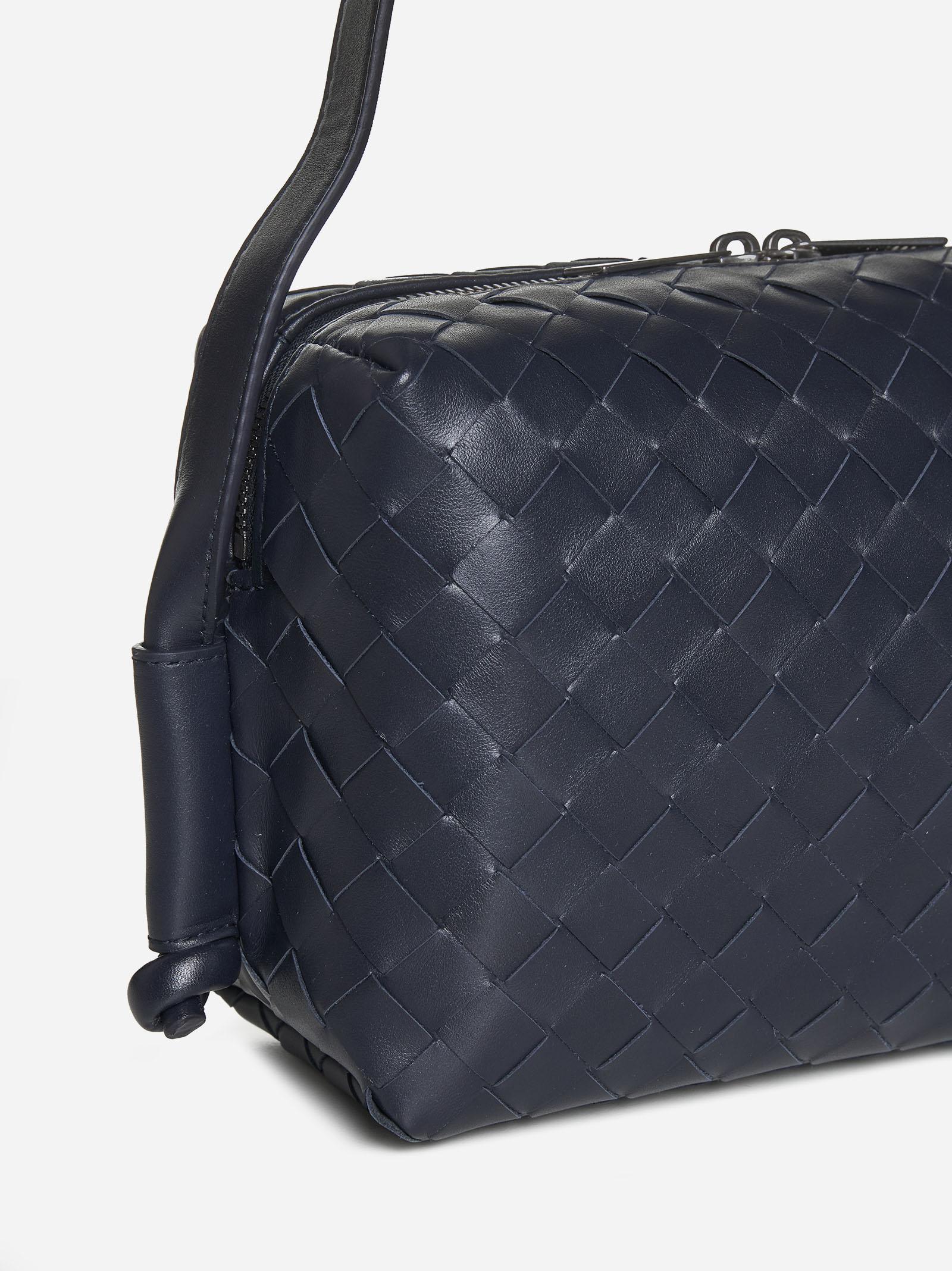 Shop Bottega Veneta Loop Intrecciato Leather Bag In Navy
