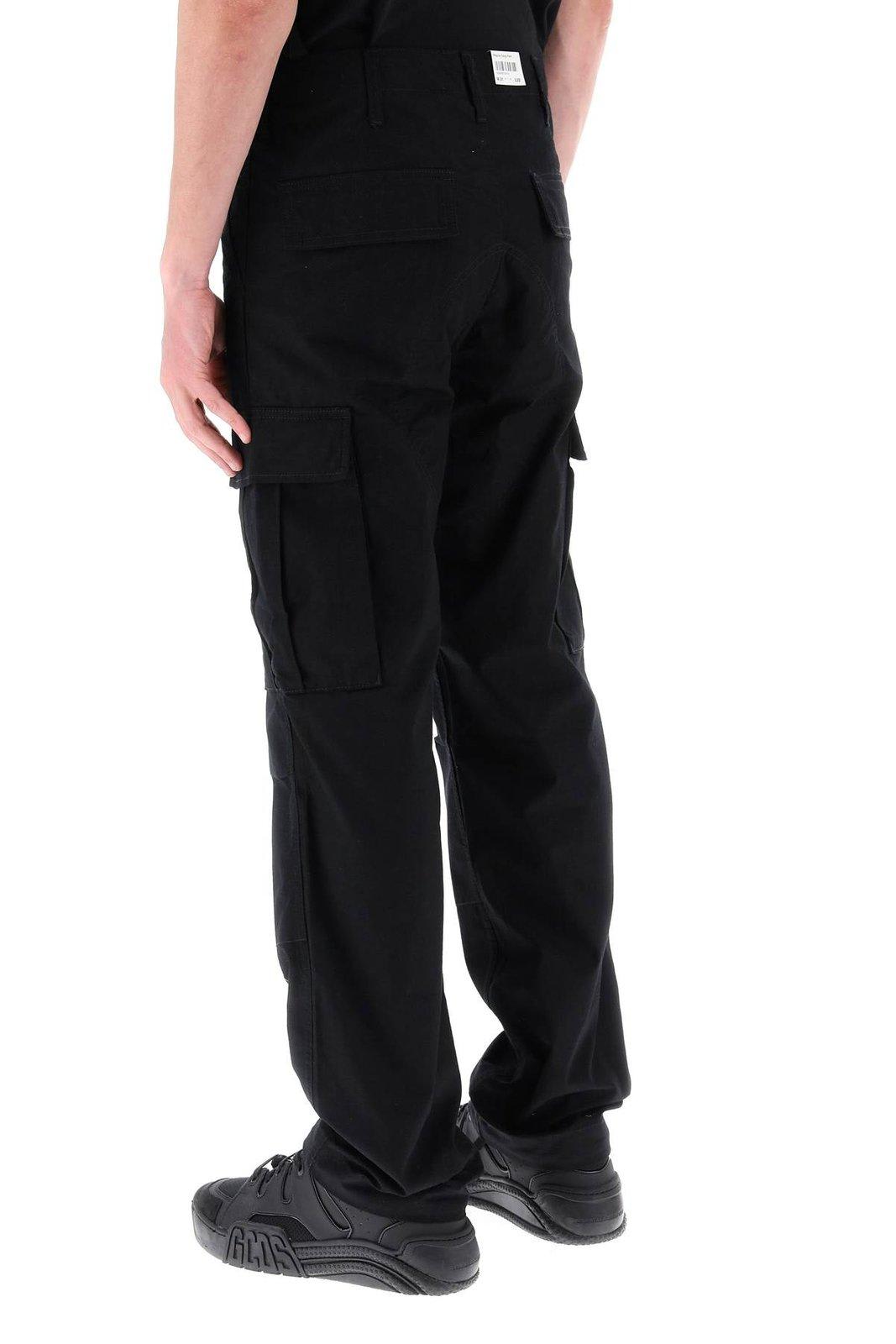 Shop Carhartt Logo Patch Straight Leg Pants In Black