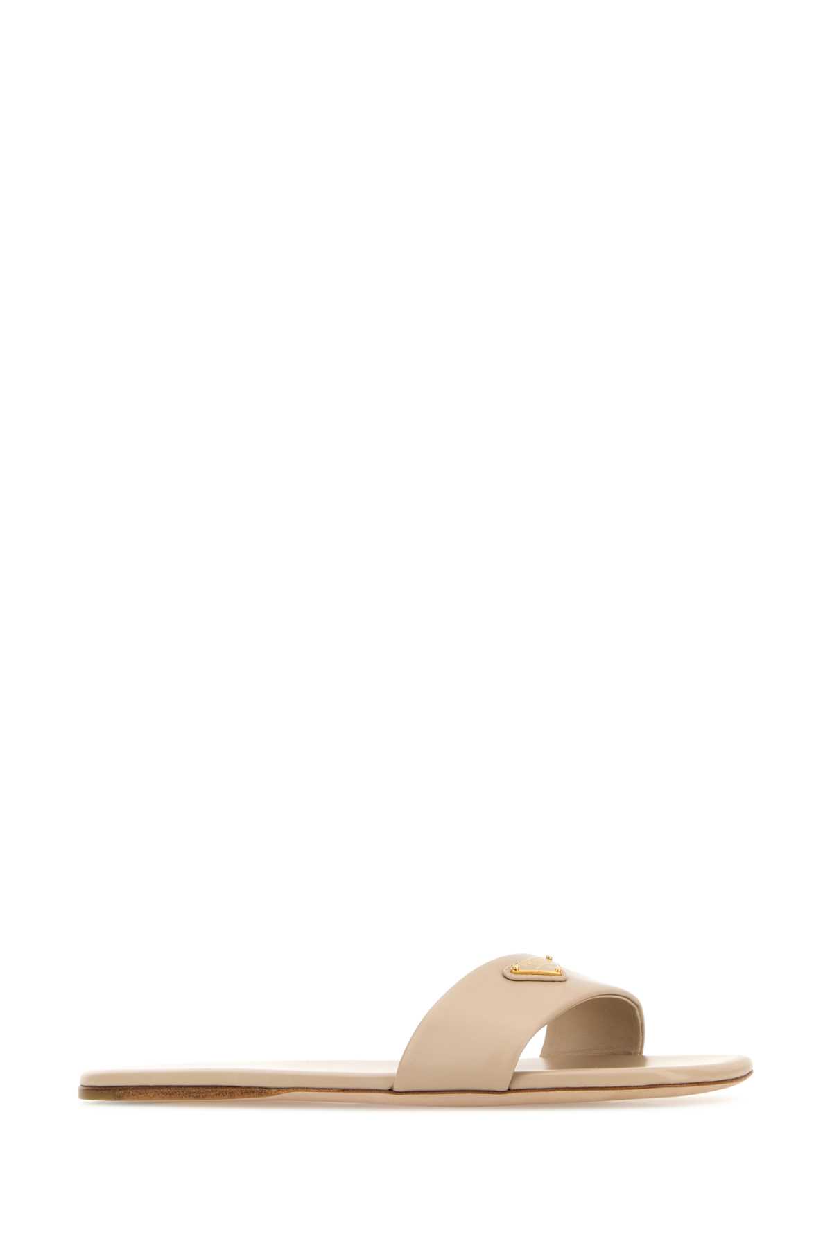 Prada Women Sand Satin Slippers In Neutral