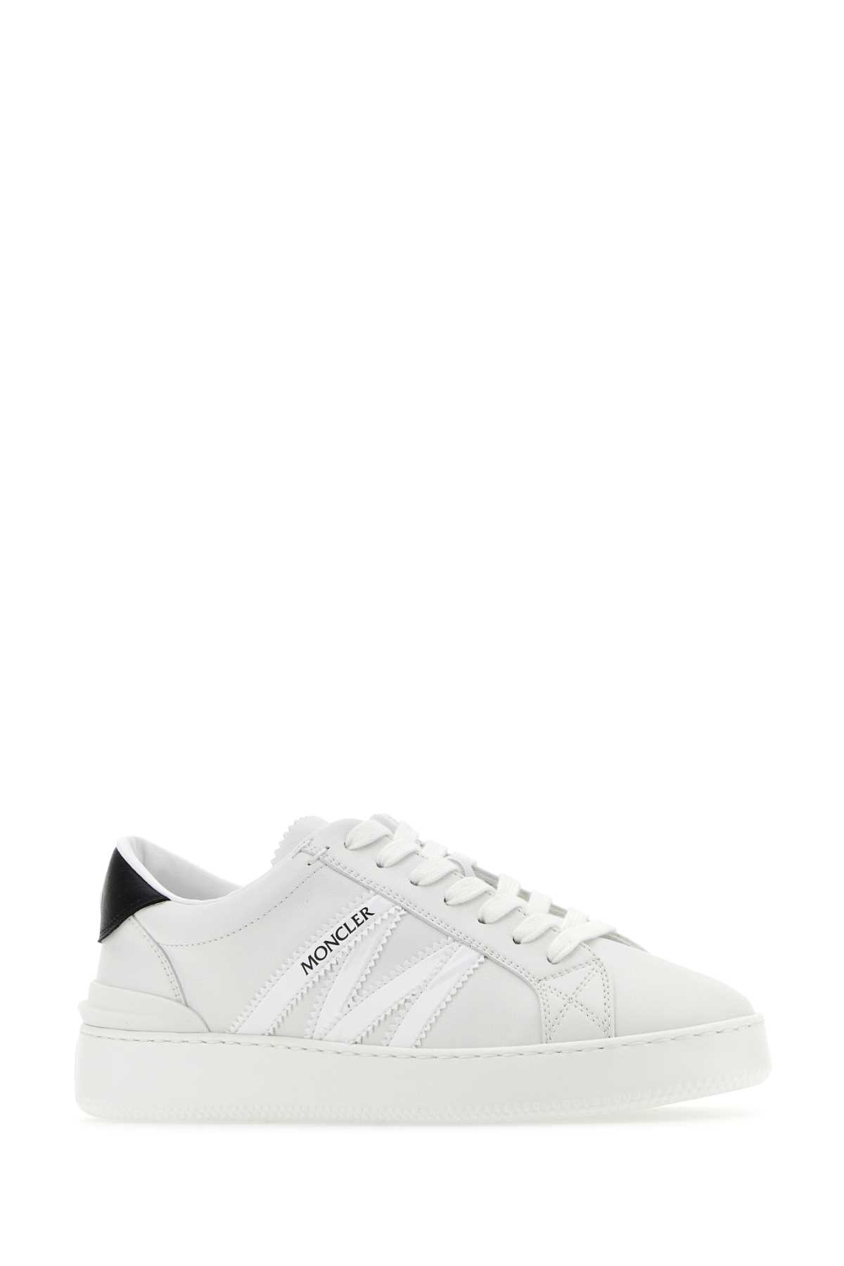 Shop Moncler White Leather Monaco M Sneakers In P09