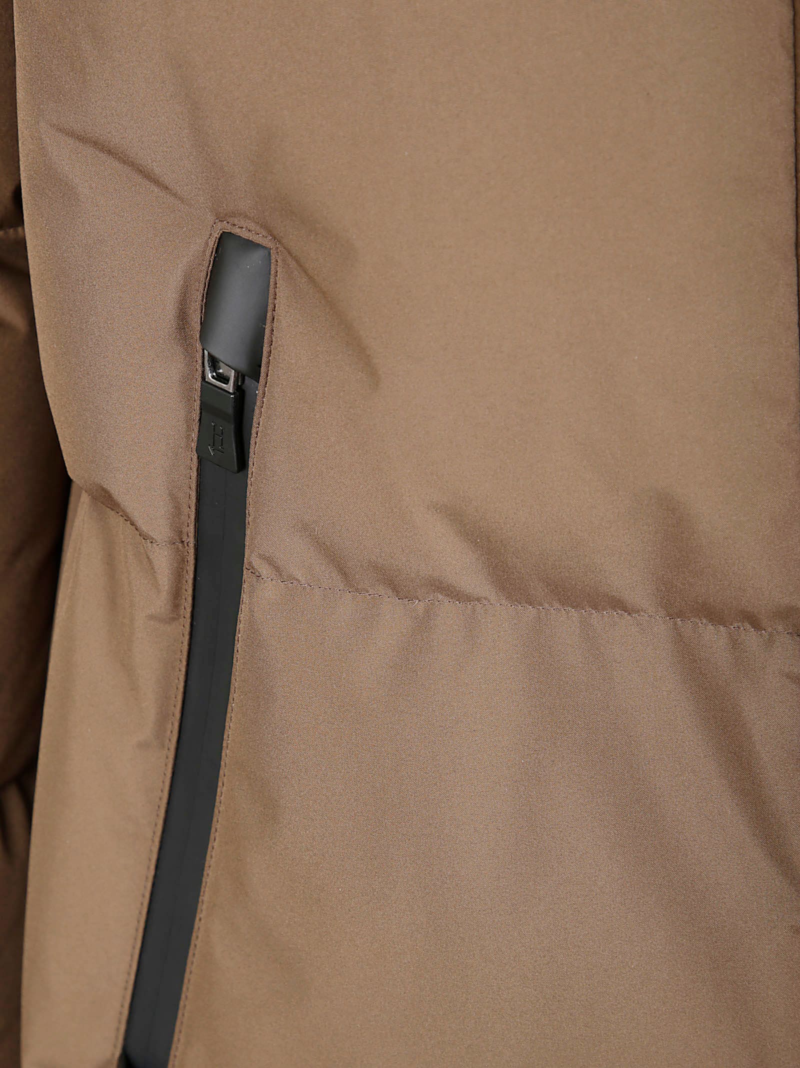 Herno Padded Down Coat With High Collar And Hood In Brown