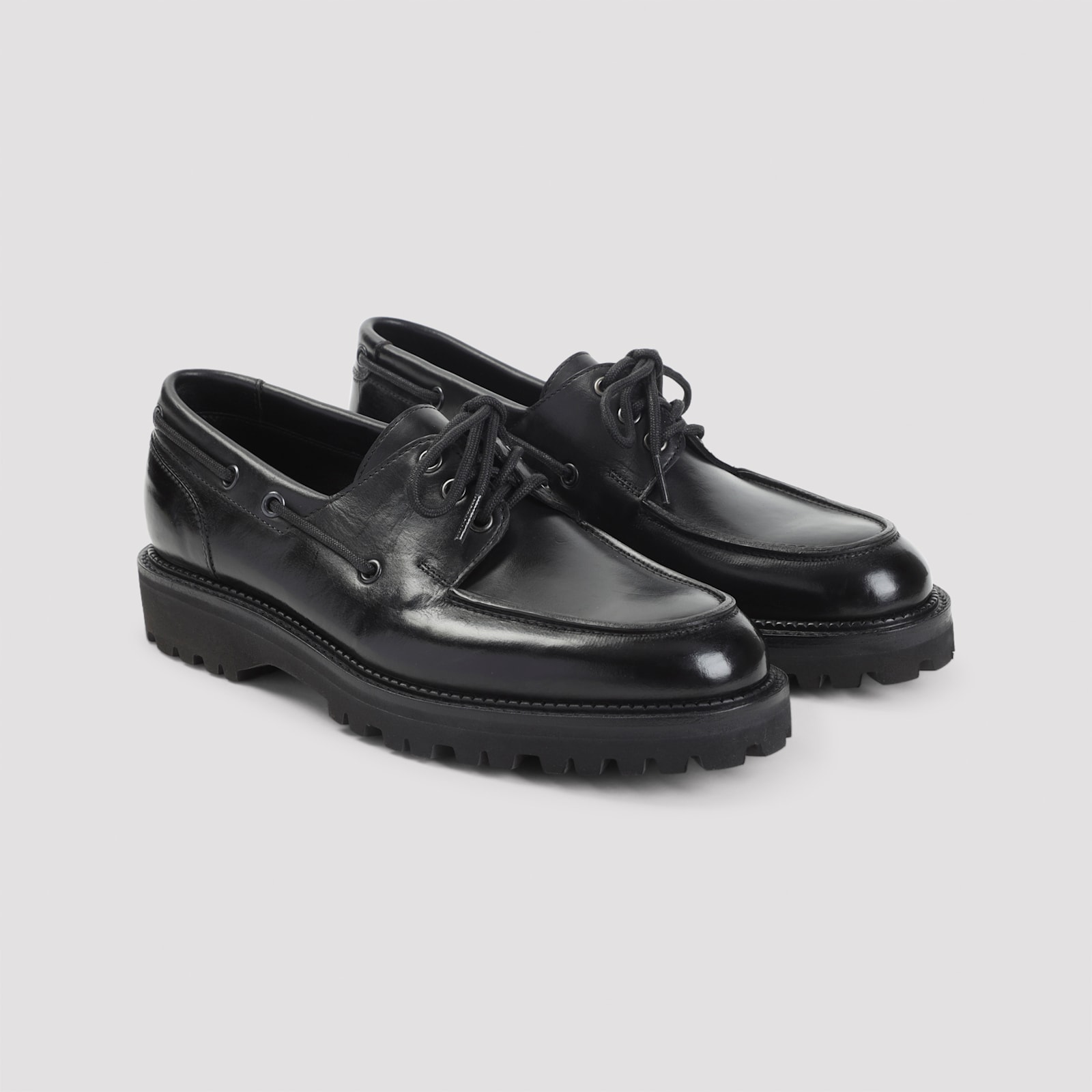 John Lobb High-gloss Black Calf Leather Lace-up Derbies In Black
